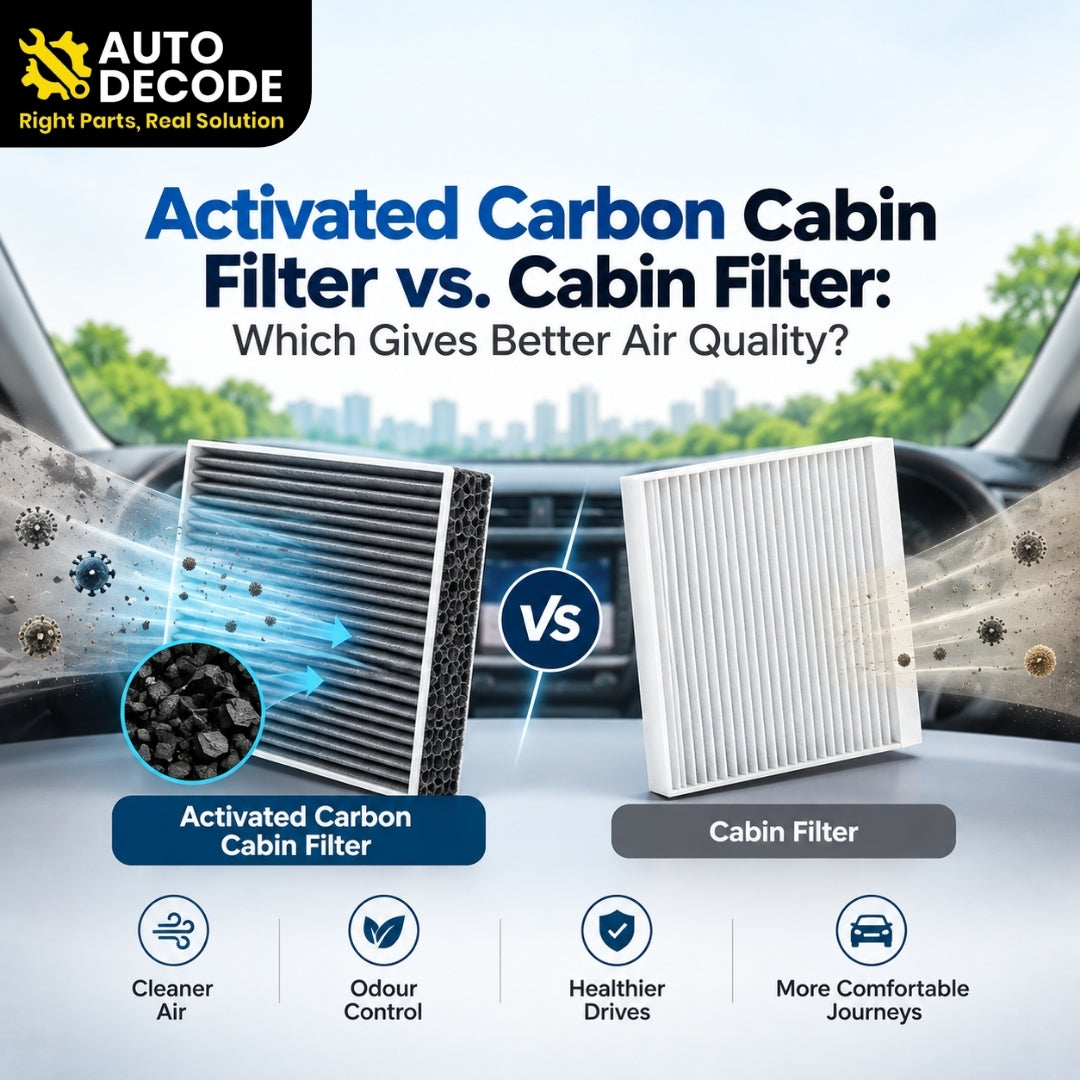 Activated carbon cabin filter compared with a standard cabin filter, highlighting differences in air filtration, odour control, and cleaner car cabin air.