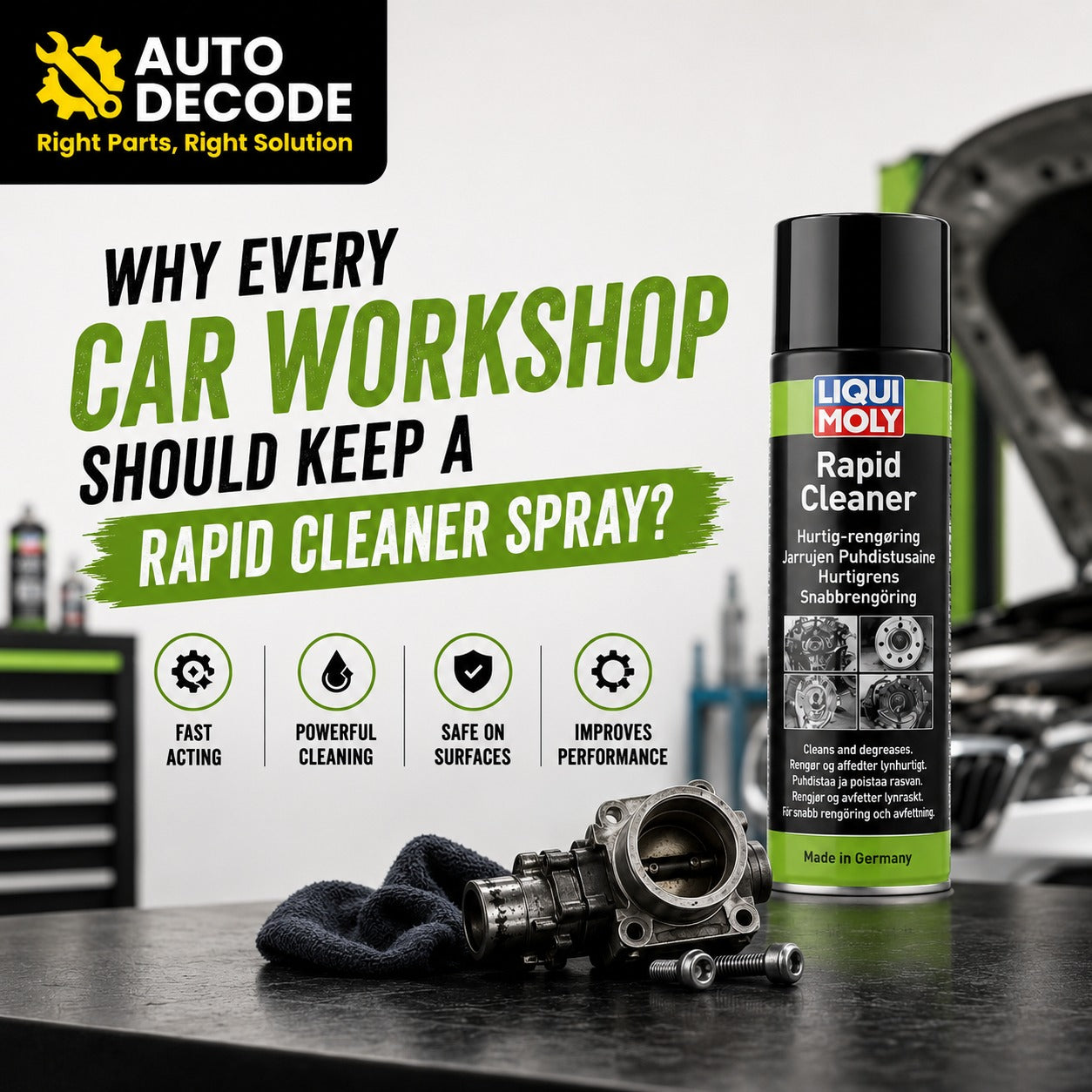 Why Every Car Workshop Should Keep a Rapid Cleaner Spray?
