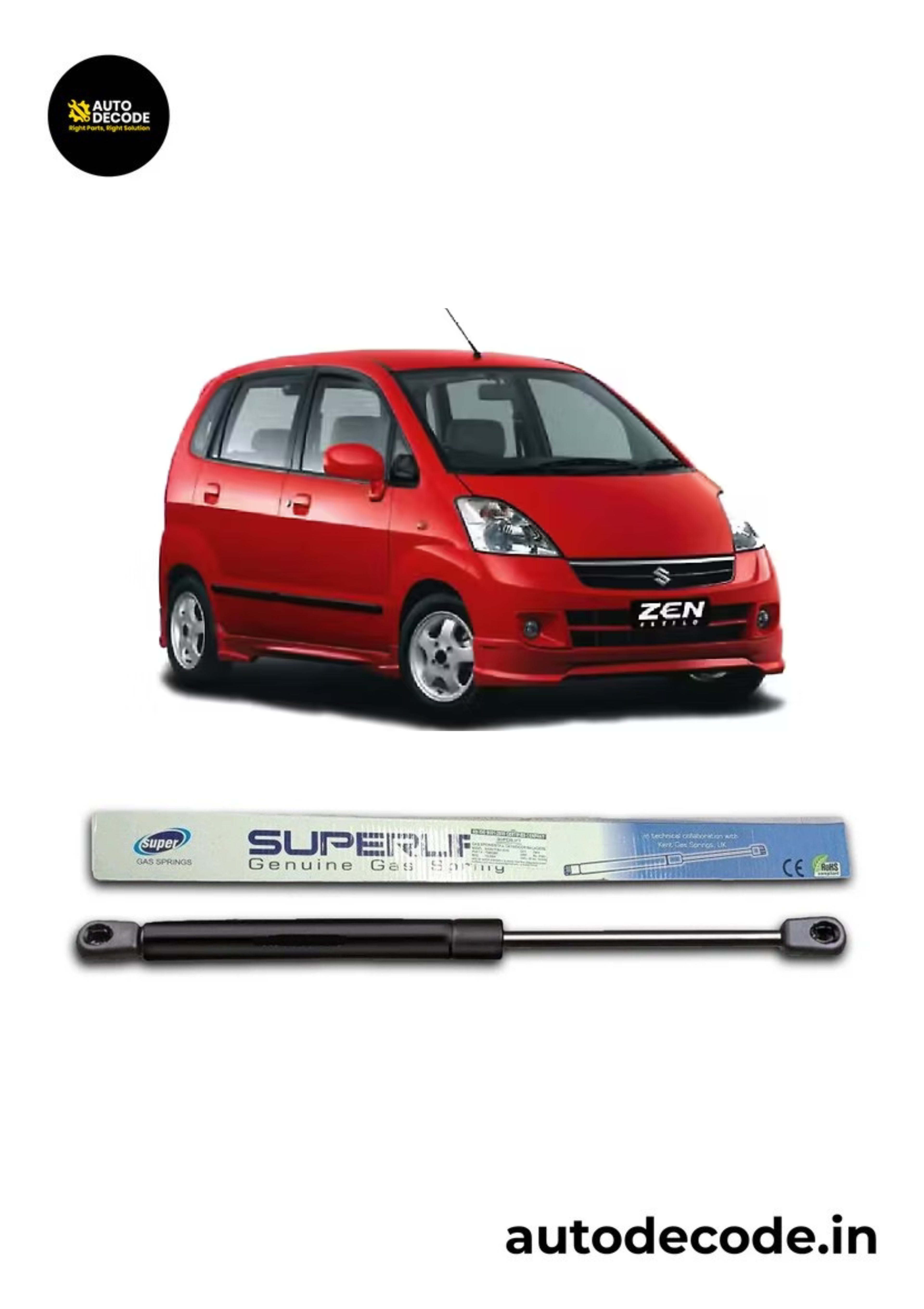 Boot Gas Struts for Maruti Suzuki Zen | Dicky Lift Support | Set of 2