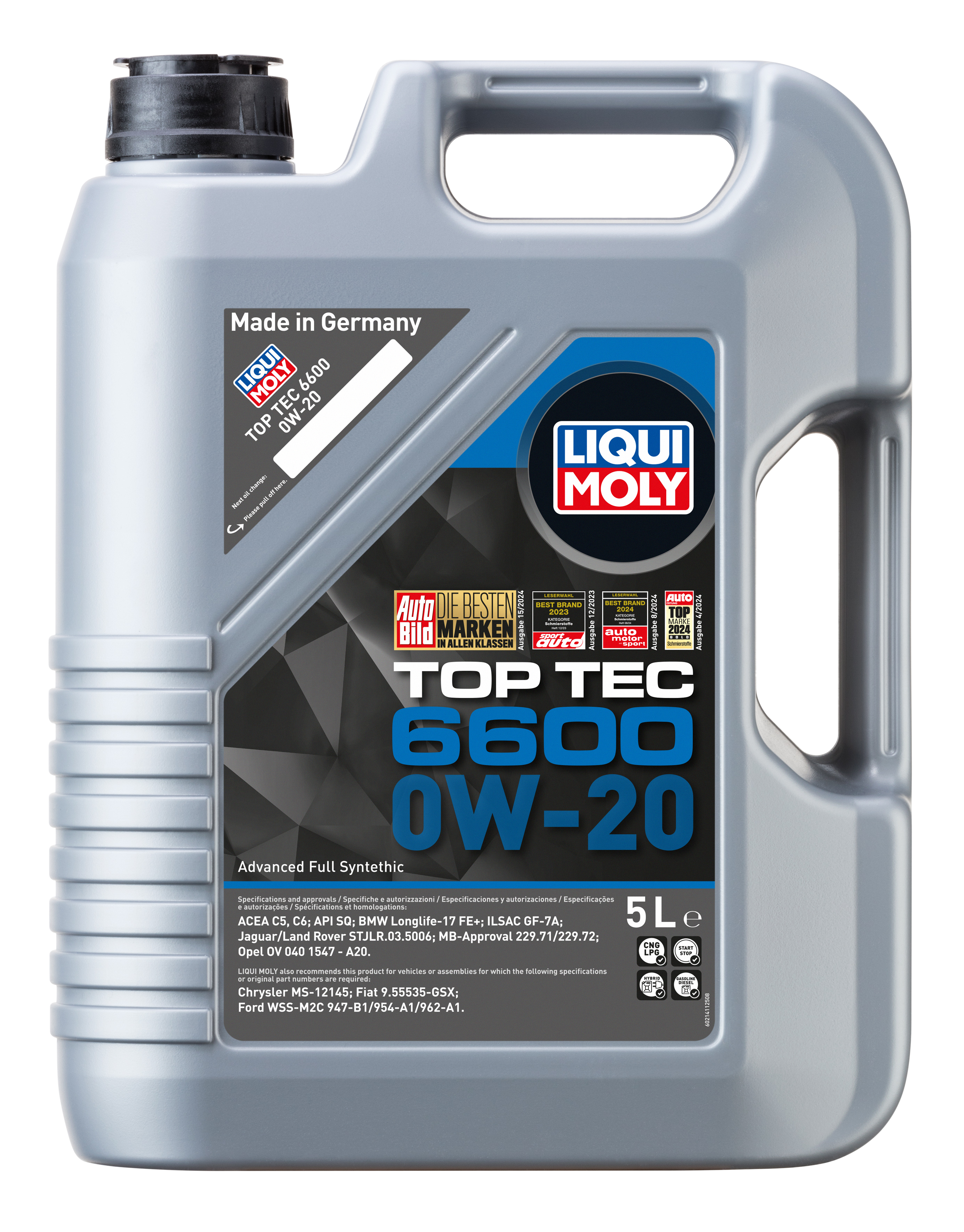 Liqui Moly Top Tec 6600 0W-20 Engine Oil 5L Full Synthetic