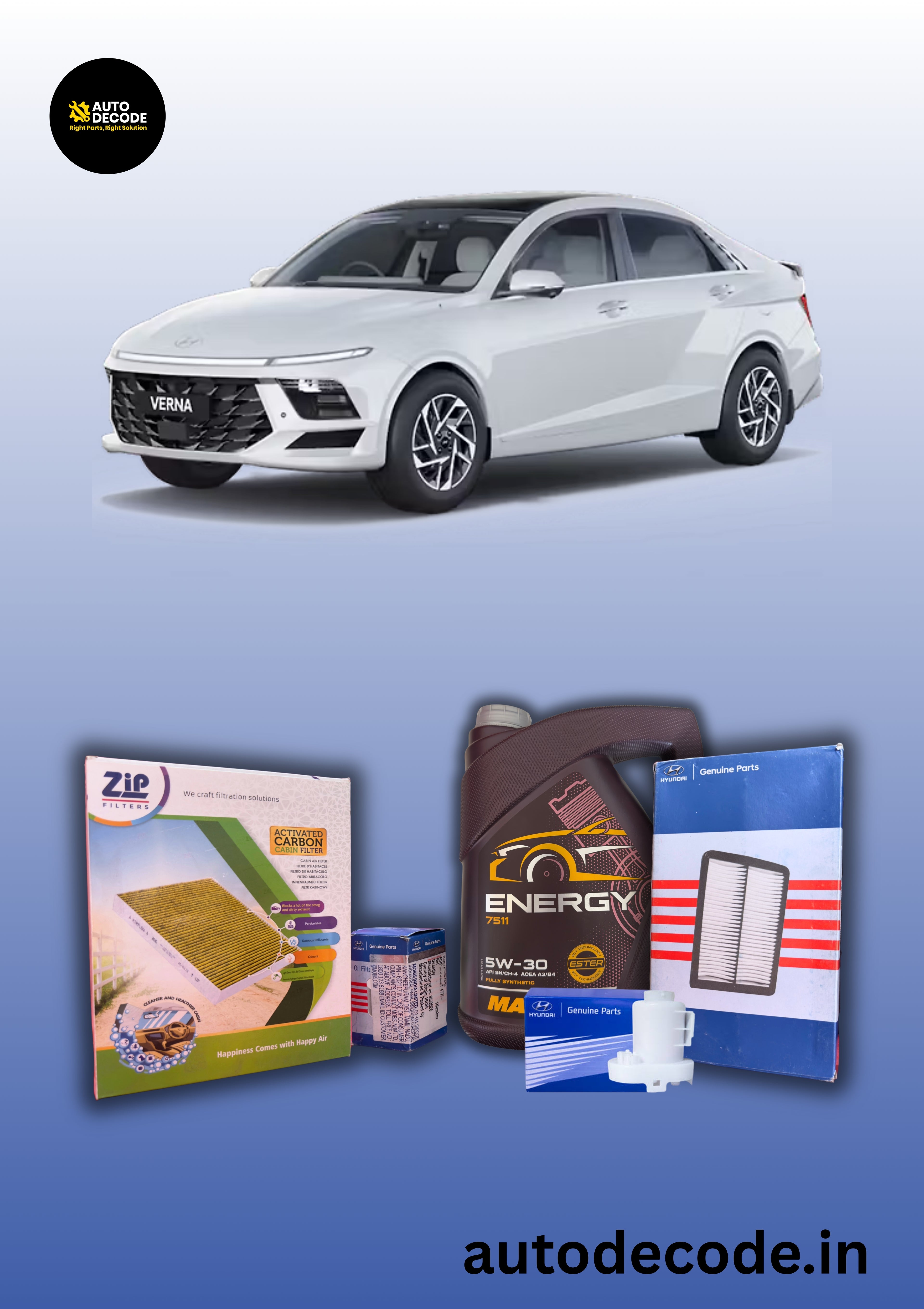Hyundai Verna Diesel 10,000 km Service Kit (2018 & Above)