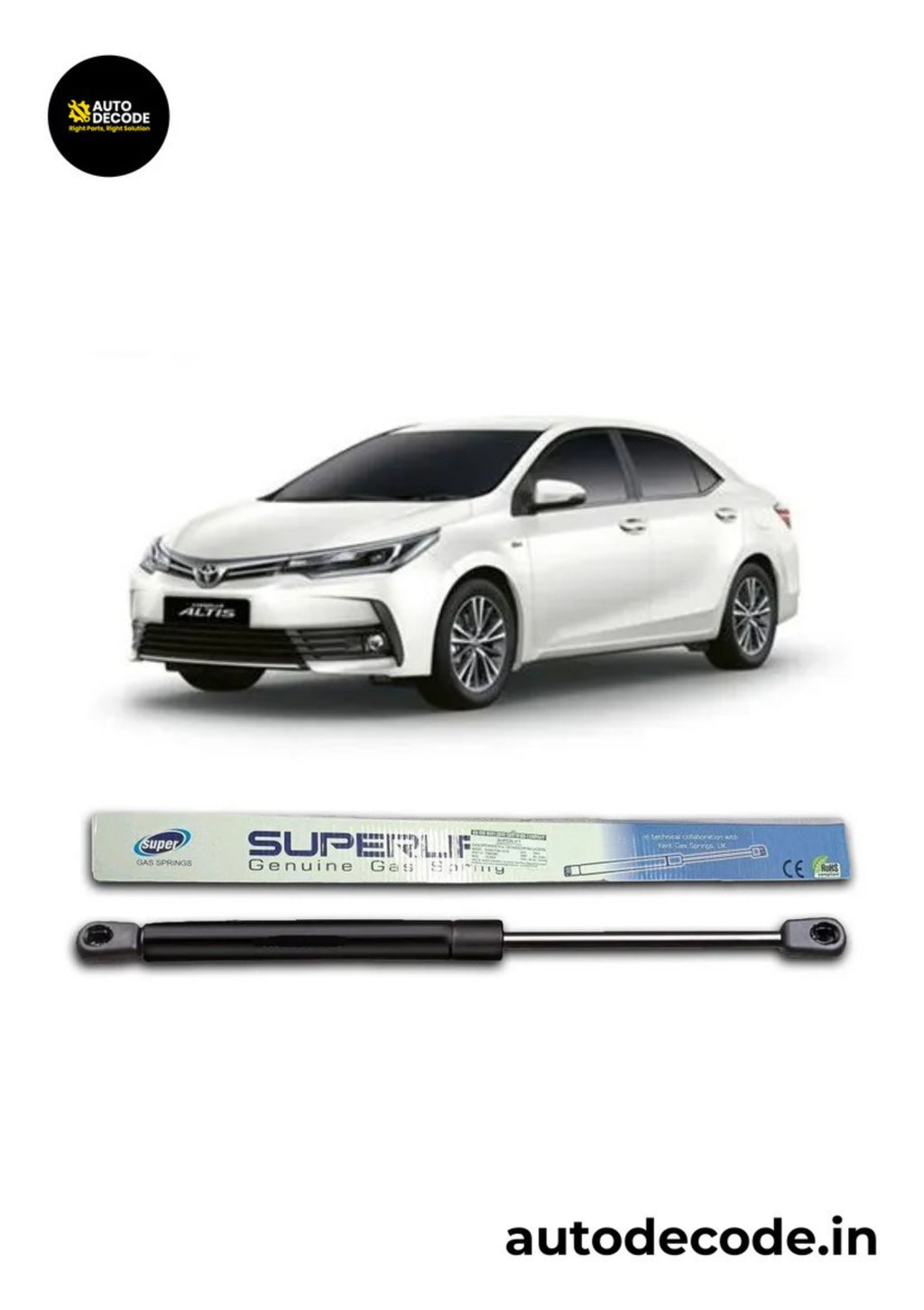 Bonnet Gas Struts for Toyota Corolla Altis New Model | Hood Lift Support | Set of 2