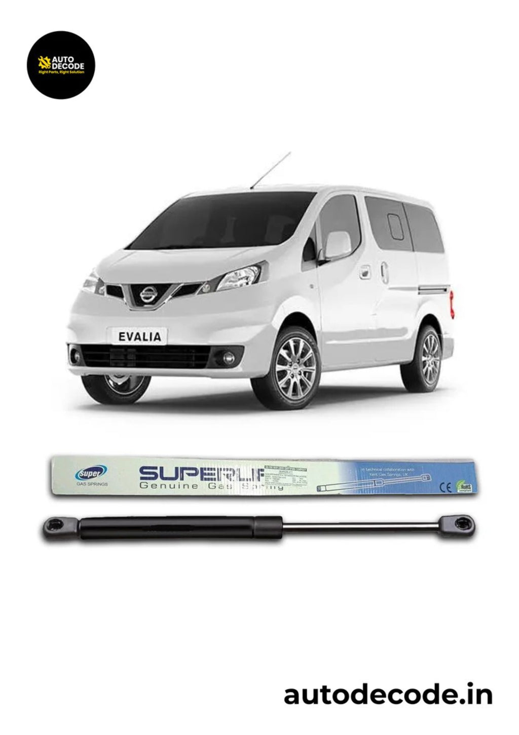 Bonnet Gas Struts for Nissan Evalia | Hood Lift Support | Set of 2