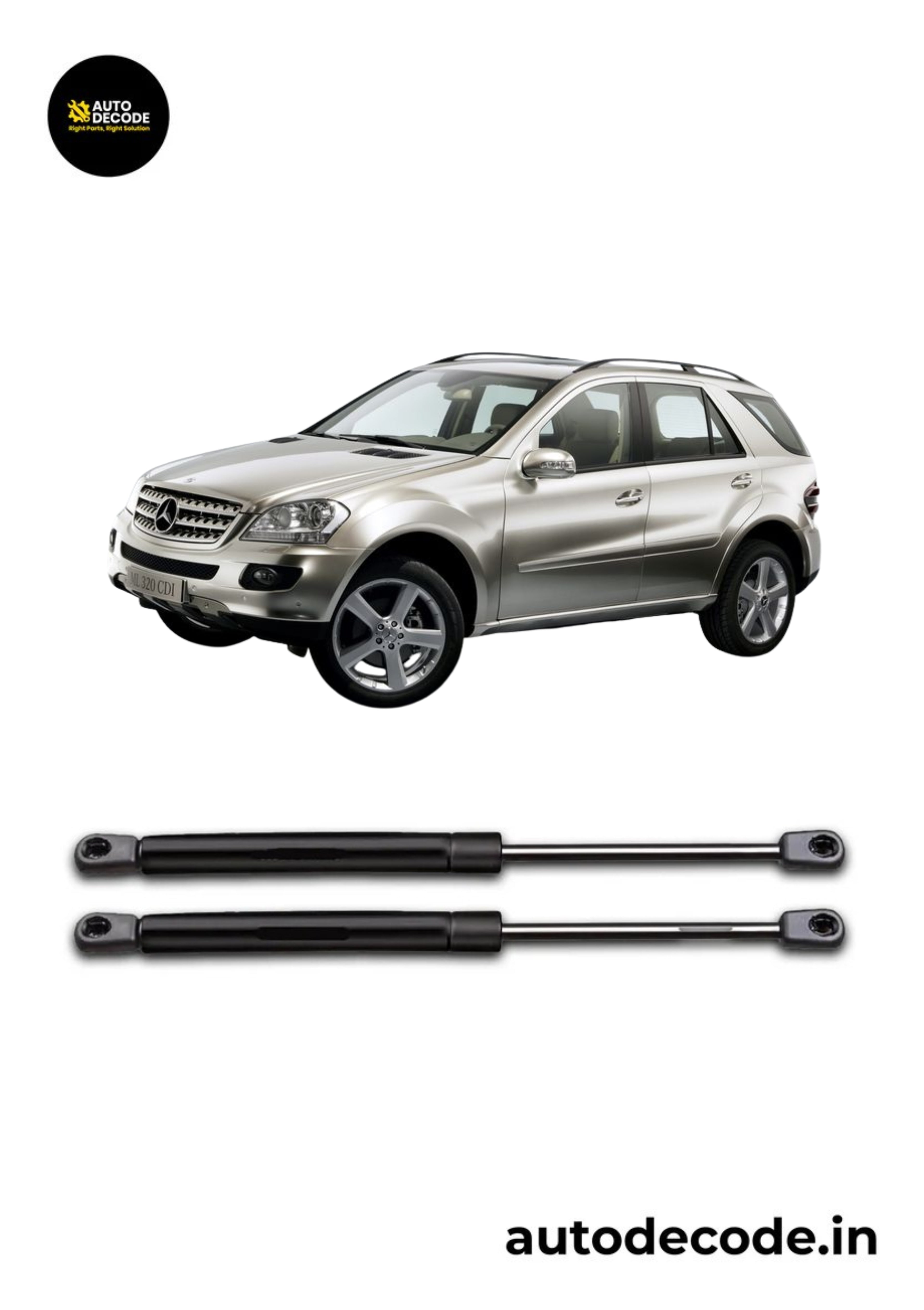 Bonnet Gas Struts for Mercedes Benz M-Class W164 | Hood Lift Support | Set of 2