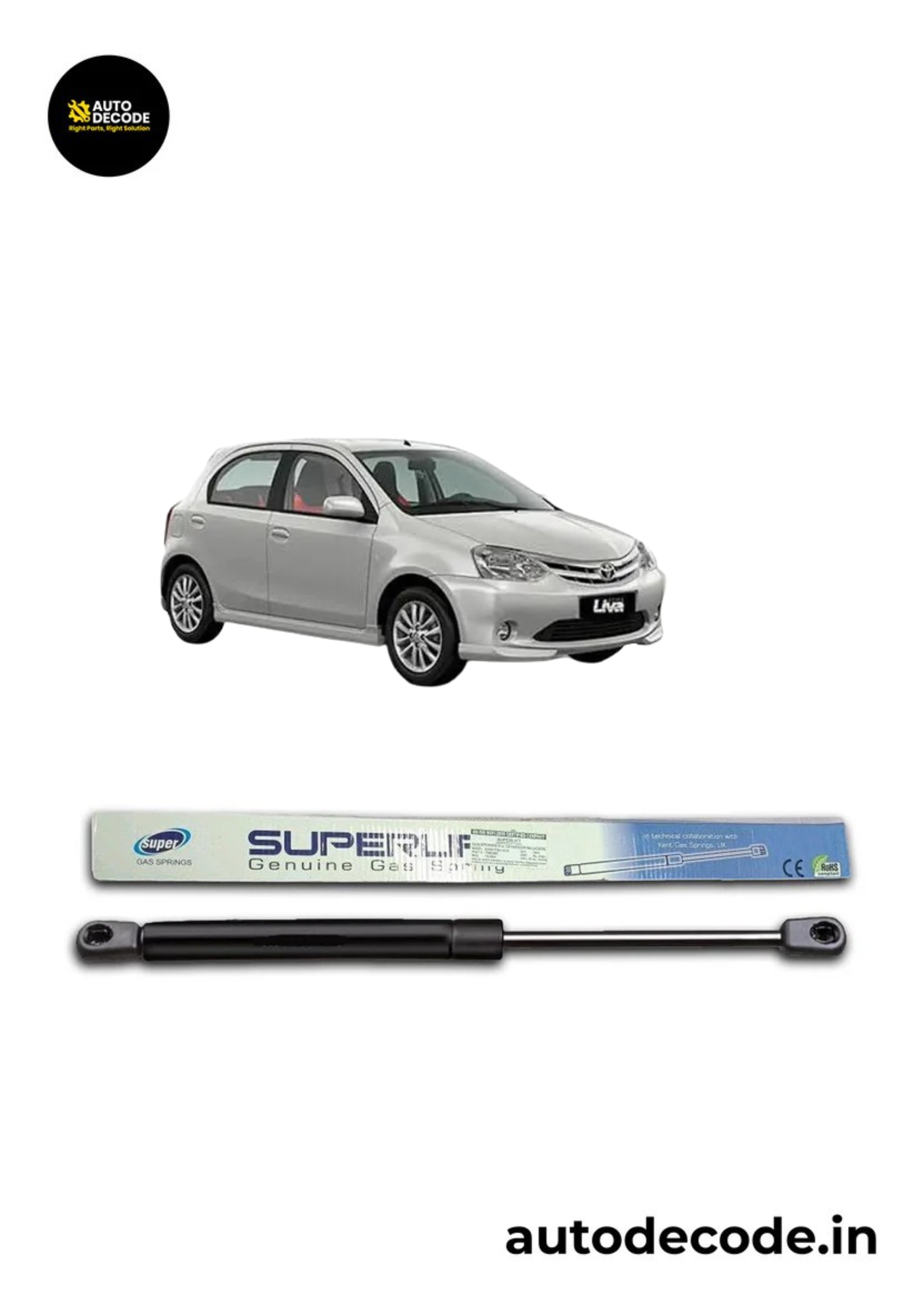 Boot Gas Struts for Toyota Etios / Etios Liva | Dicky Lift Support | Set of 2