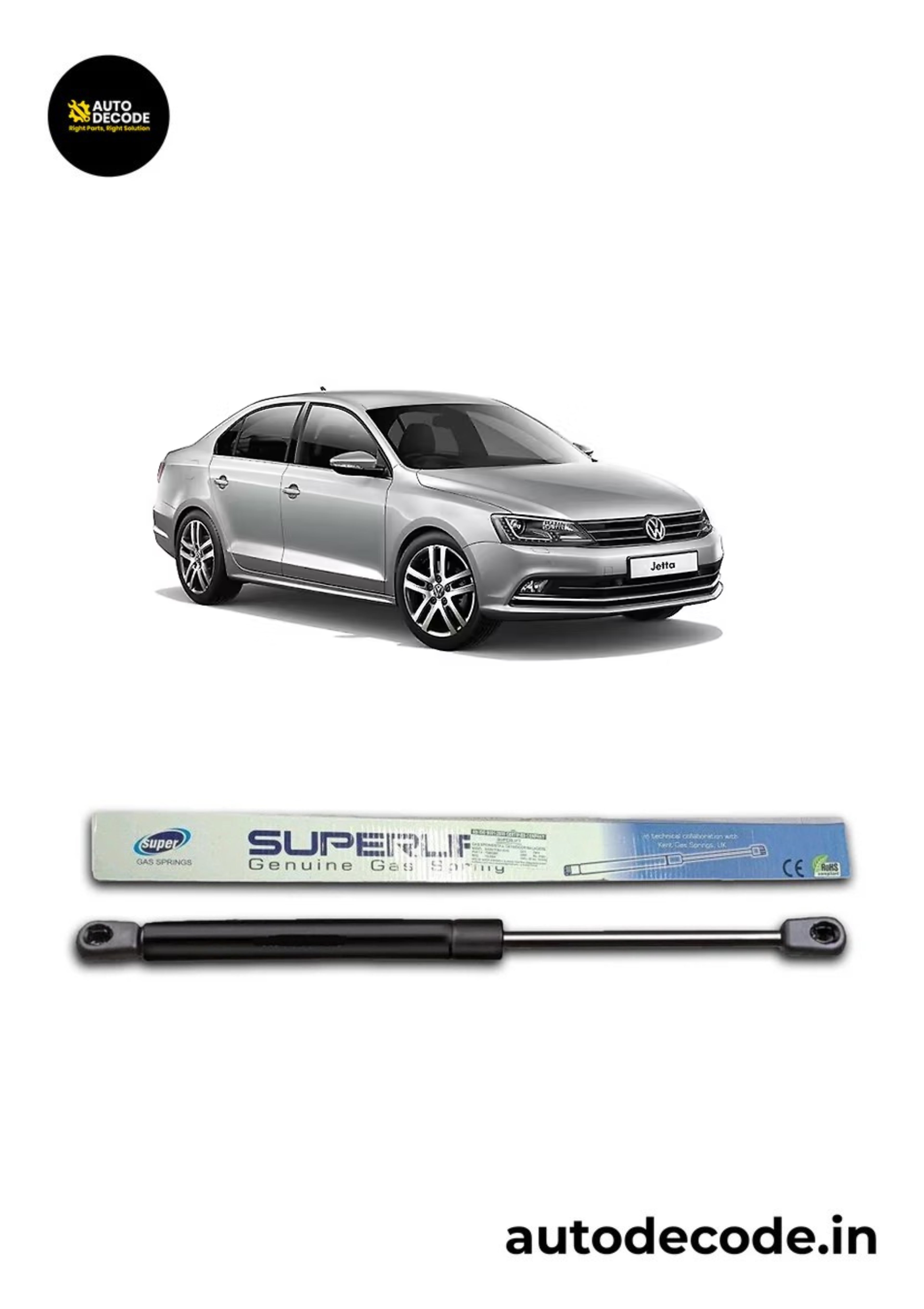 Bonnet Gas Struts for Volkswagen Jetta | Hood Lift Support | Set of 2