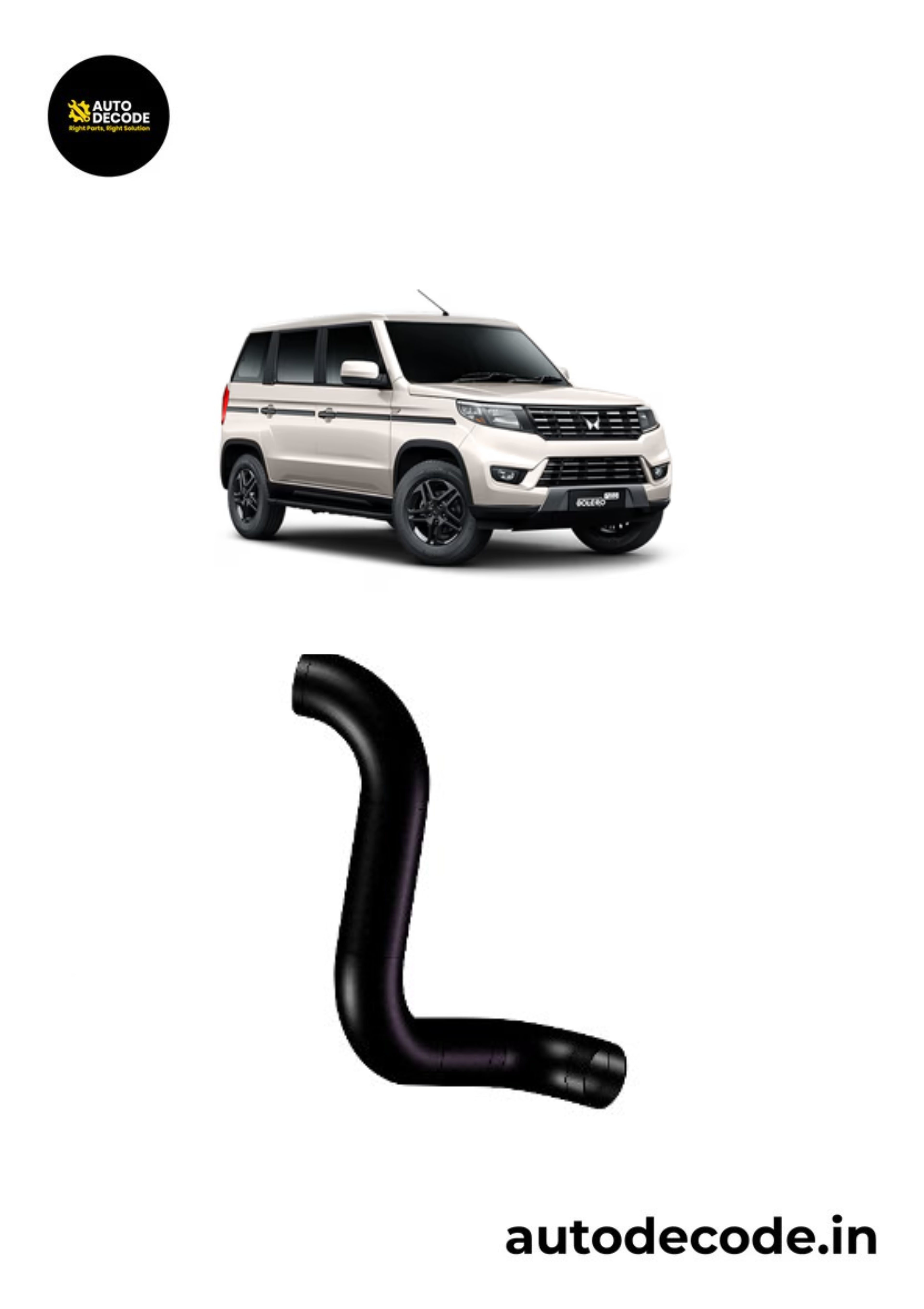 Hose Intercooler Inlet for Bolero 2nd Gen - Mahindra Genuine (Part No. 0313BAM02220N)