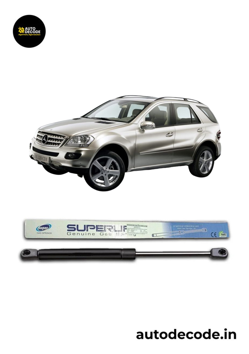 Bonnet Gas Struts for Mercedes Benz M-Class W164 | Hood Lift Support | Set of 2
