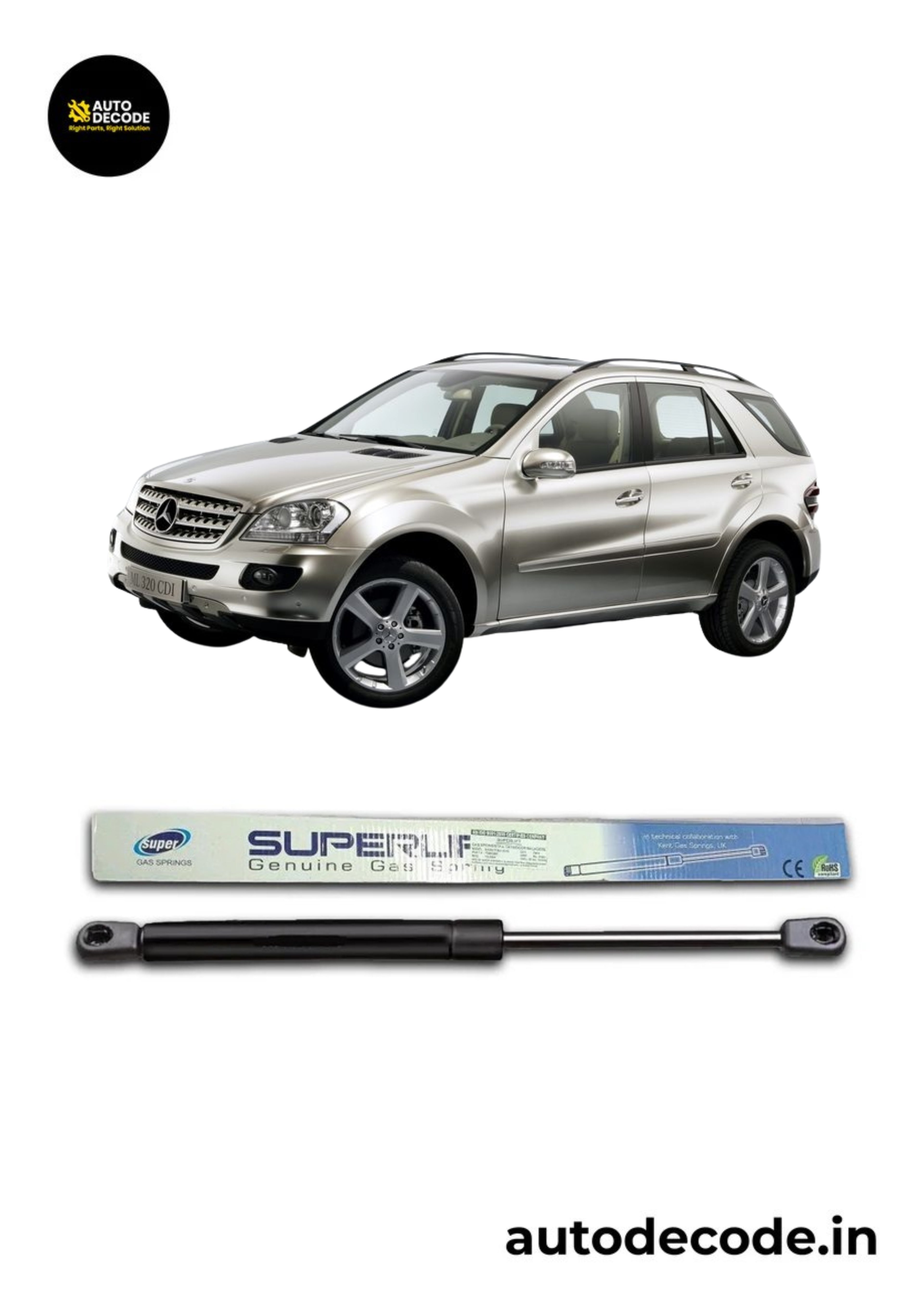 Bonnet Gas Struts for Mercedes Benz M-Class W164 | Hood Lift Support | Set of 2
