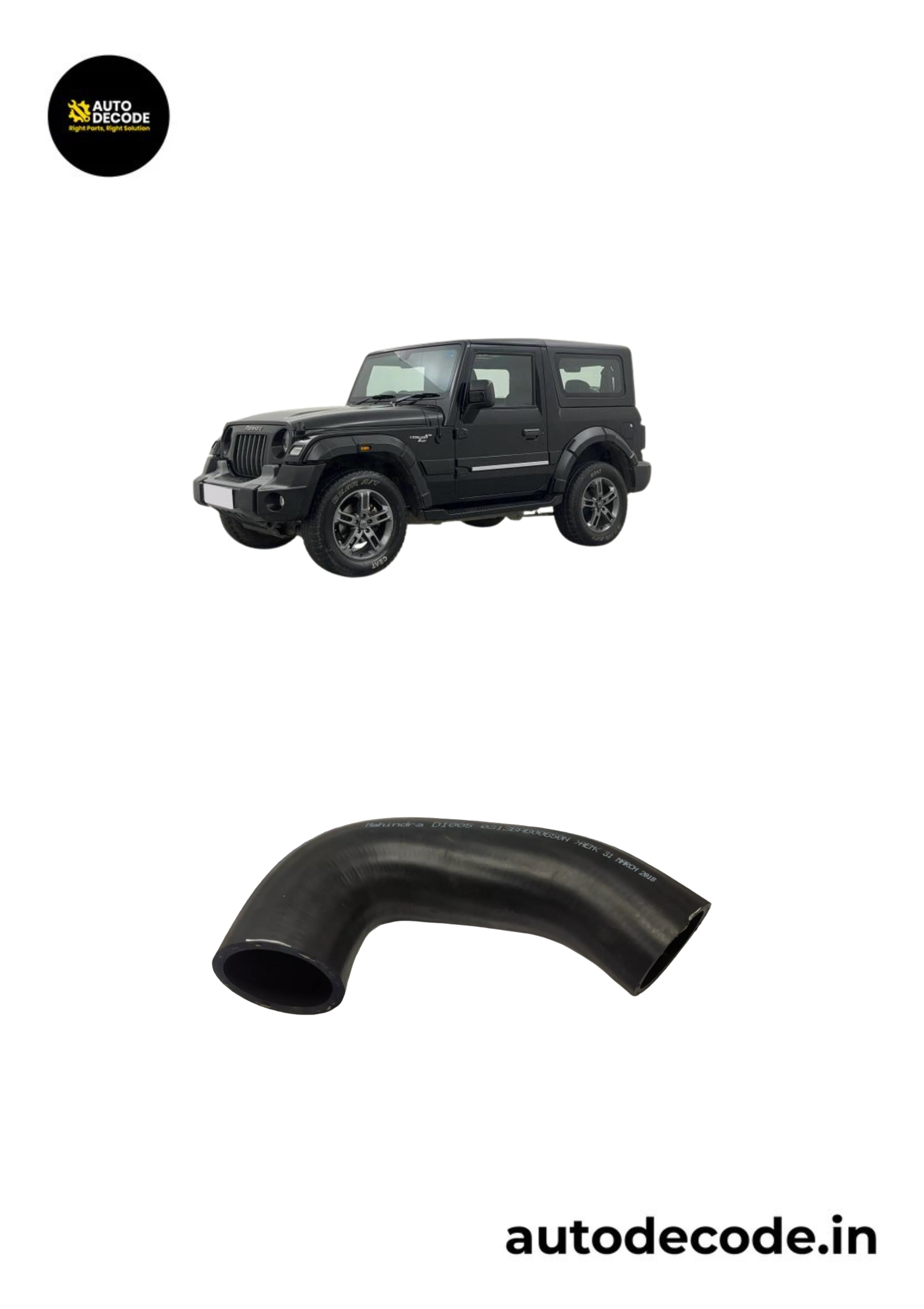 Hose Intercooler Outlet for Thar 2nd Gen - Mahindra Genuine (Part No. 0313DBH00210N)