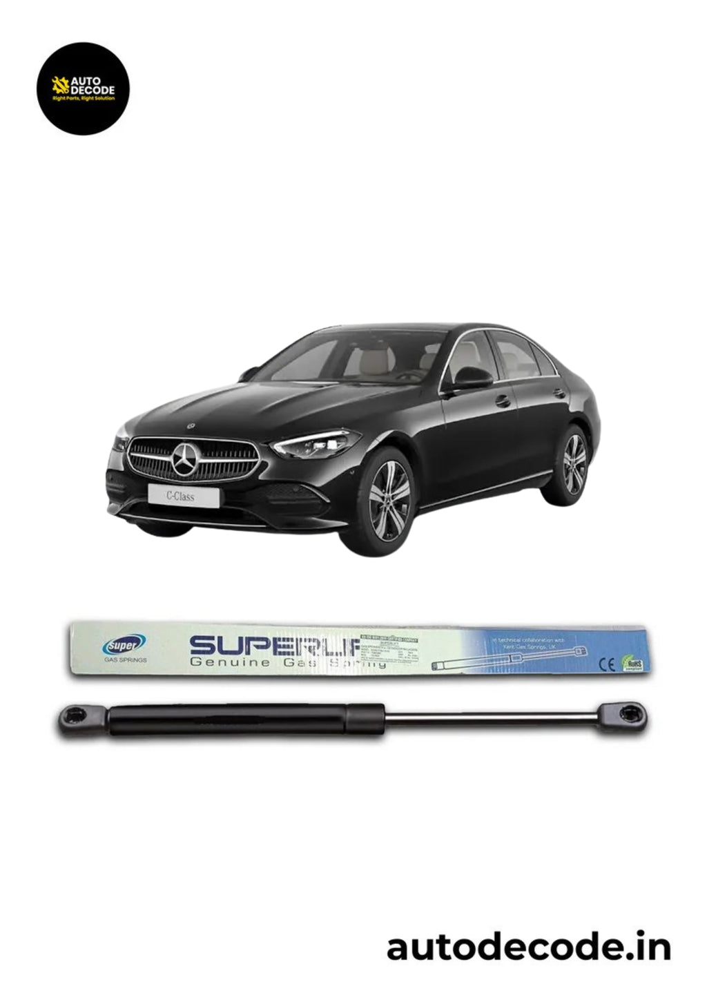 Bonnet Gas Struts for Mercedes Benz C200 | Hood Lift Support | Set of 2