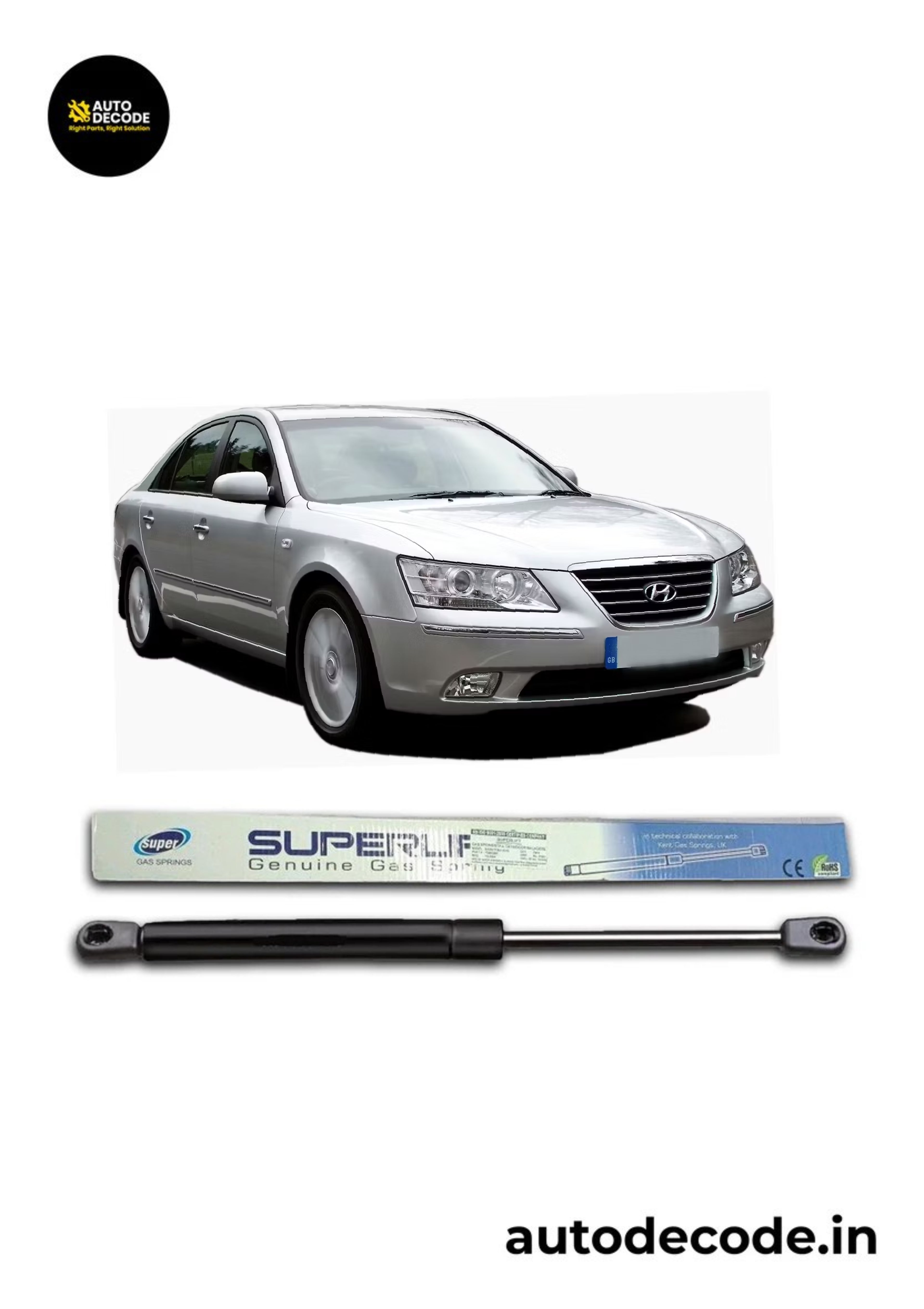 Bonnet Gas Struts for Hyundai Sonata Embera | Hood Lift Support | Set of 2