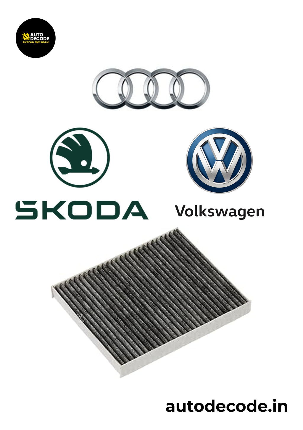 Activated Carbon Cabin Filter for Skoda, Audi & Volkswagen