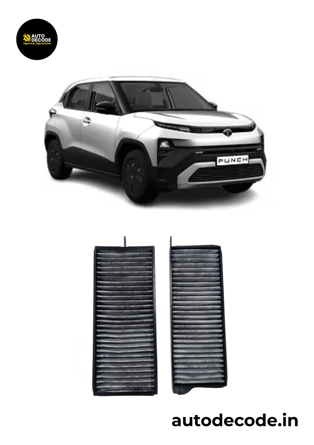 Activated Carbon Cabin Filter for Tata Punch 2022 (Set of 2 Pcs)