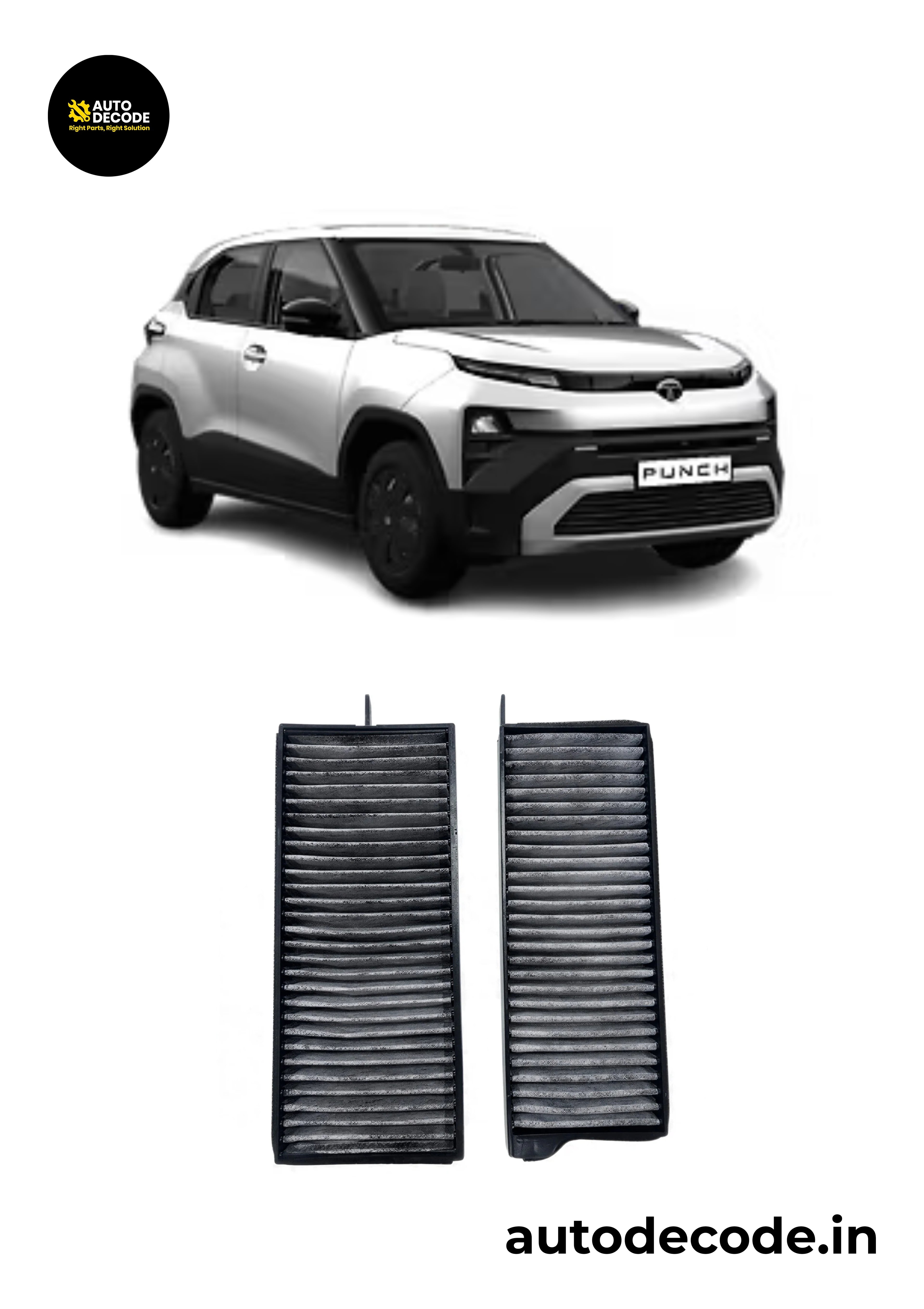 Activated Carbon Cabin Filter for Tata Punch 2022 (Set of 2 Pcs)