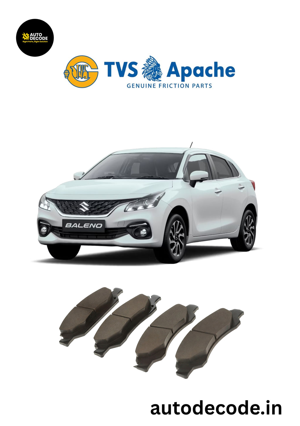 Rear Brake Pads For Maruti Baleno RS / S-Cross – TVS | Set of 4