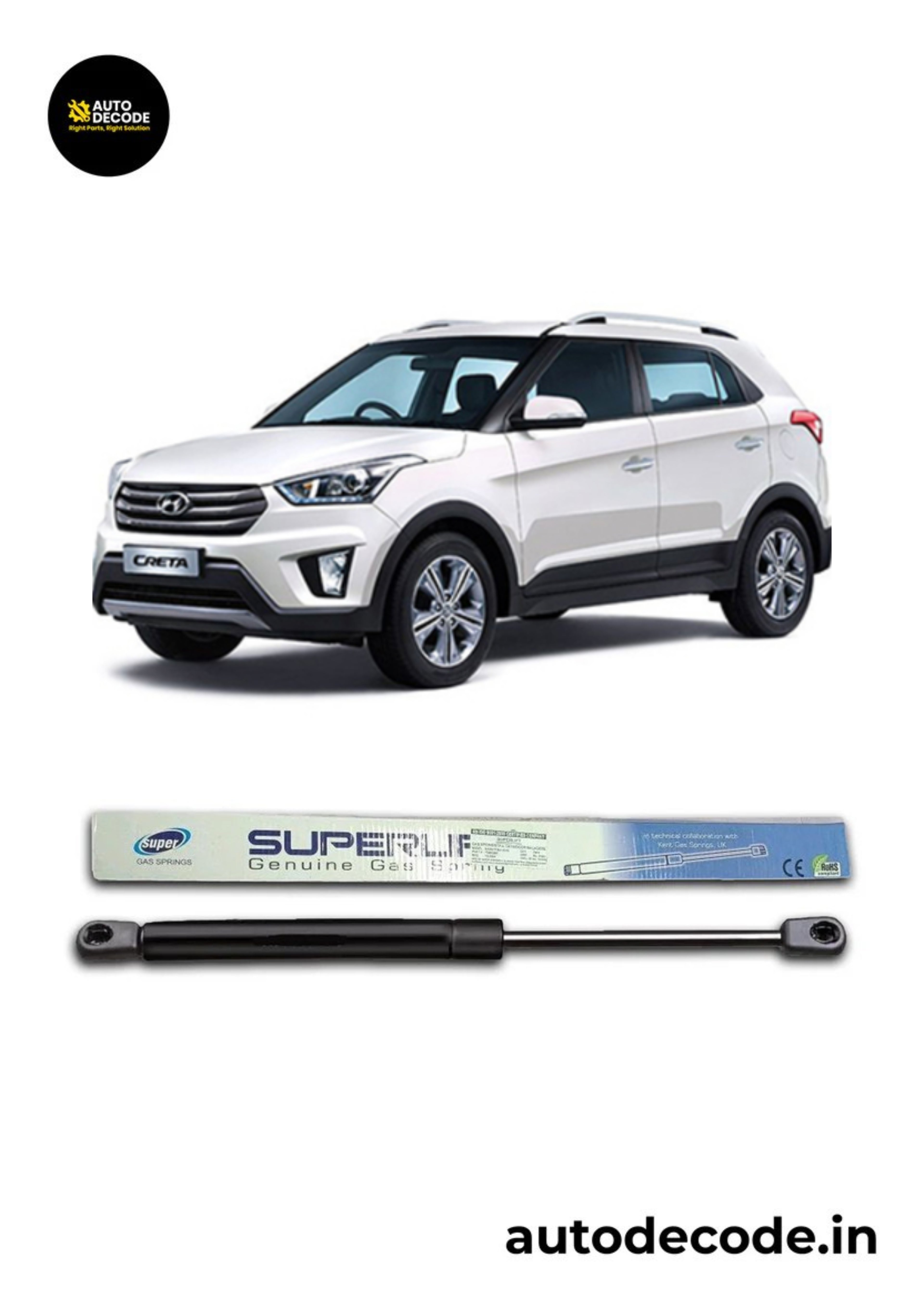 Boot Gas Struts for Hyundai Creta (Till 2020) | Dicky Lift Support | Set of 2