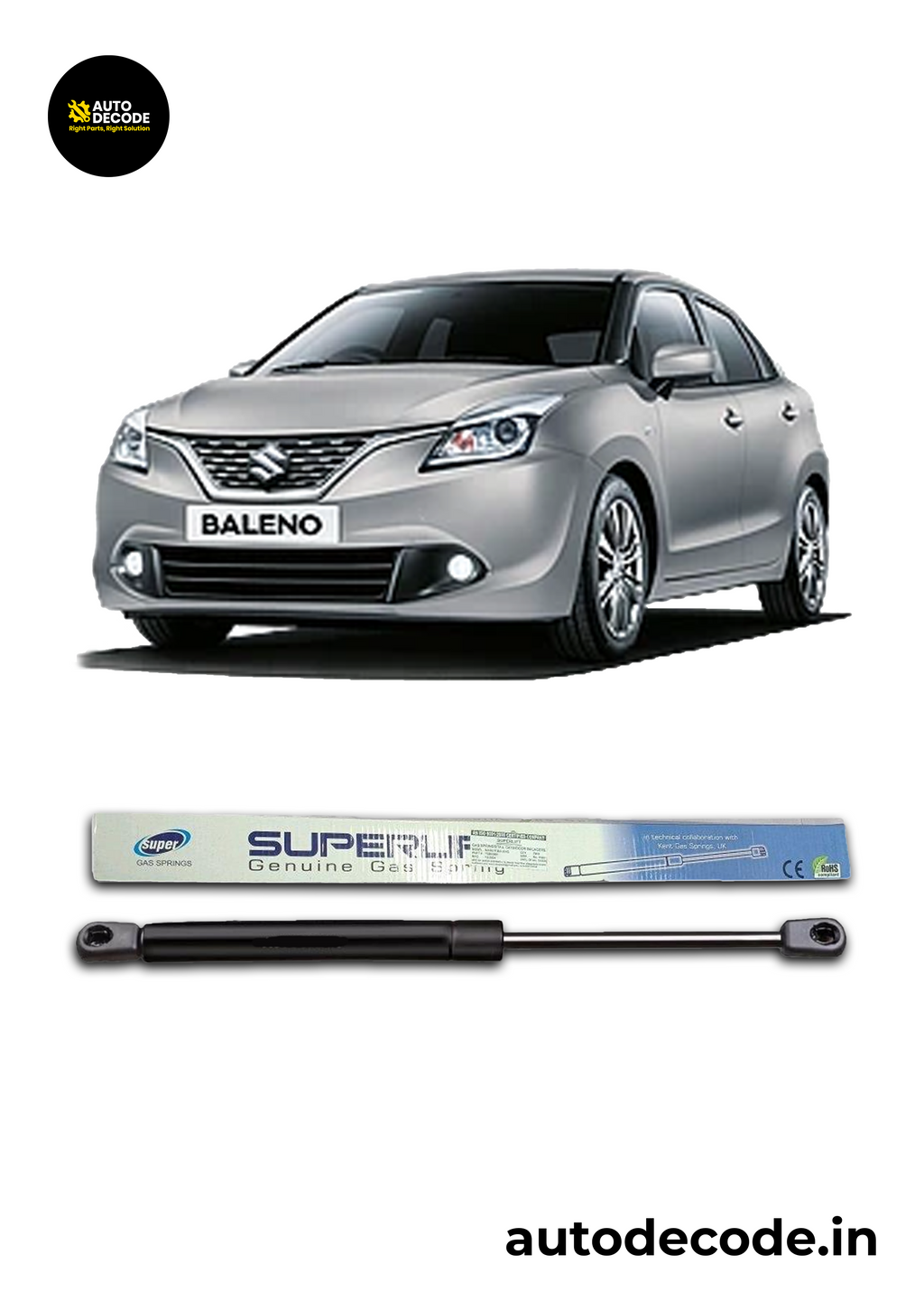 Boot Gas Struts for Maruti Baleno | Dicky Lift Support | Set of 2
