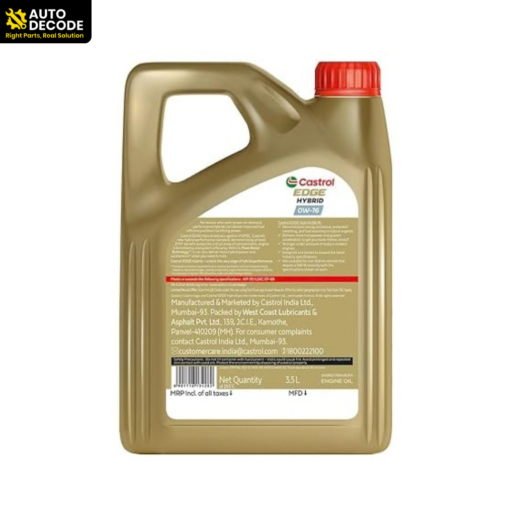 Castrol EDGE Hybrid Advance Fully Synthetic 0W-16 Engine Oil 3.5L