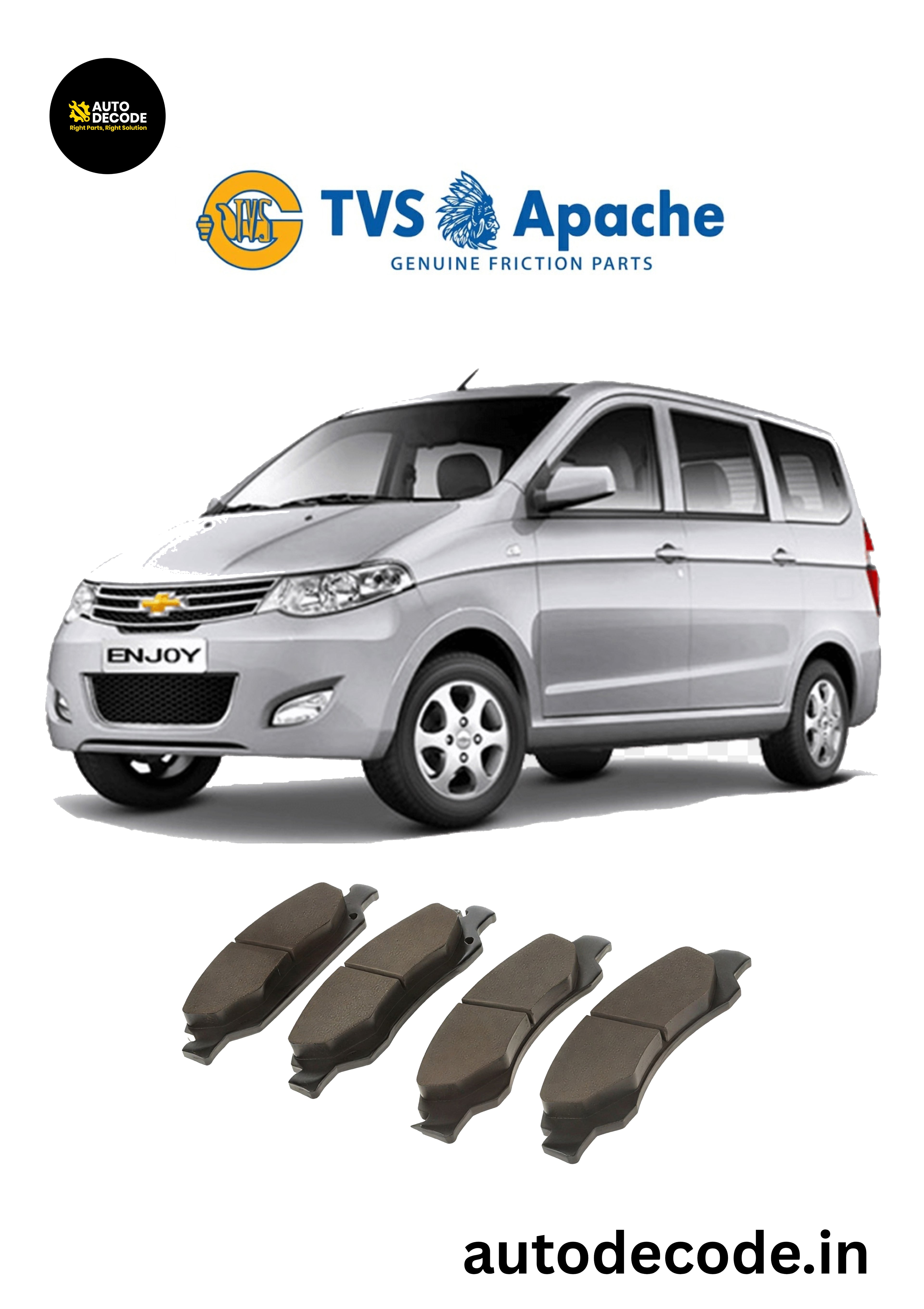 Front Brake Pads For Chevrolet Enjoy – TVS SUPER | Set of 4