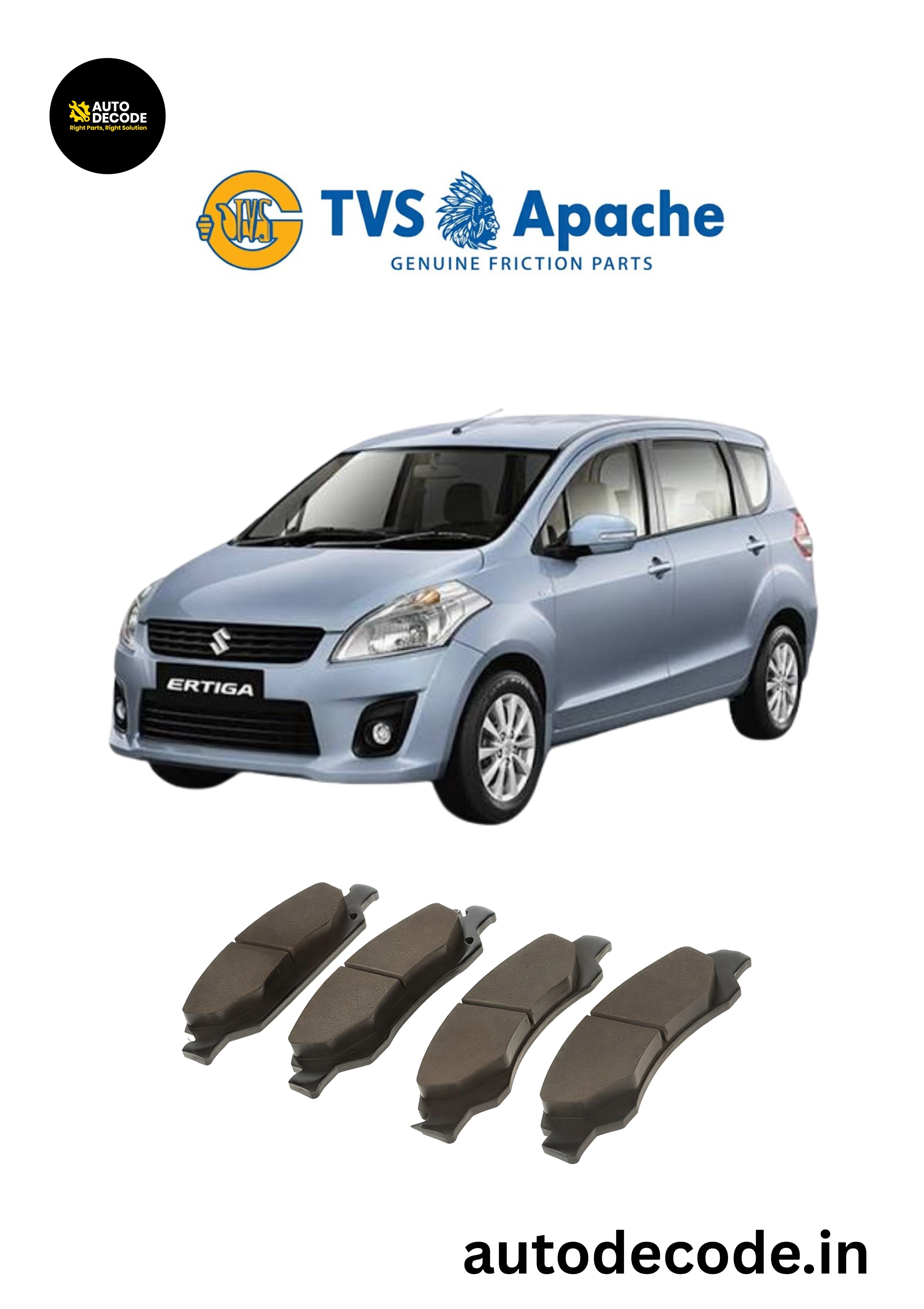 Front Brake Pads For Maruti Suzuki Ertiga – TVS | Set of 4