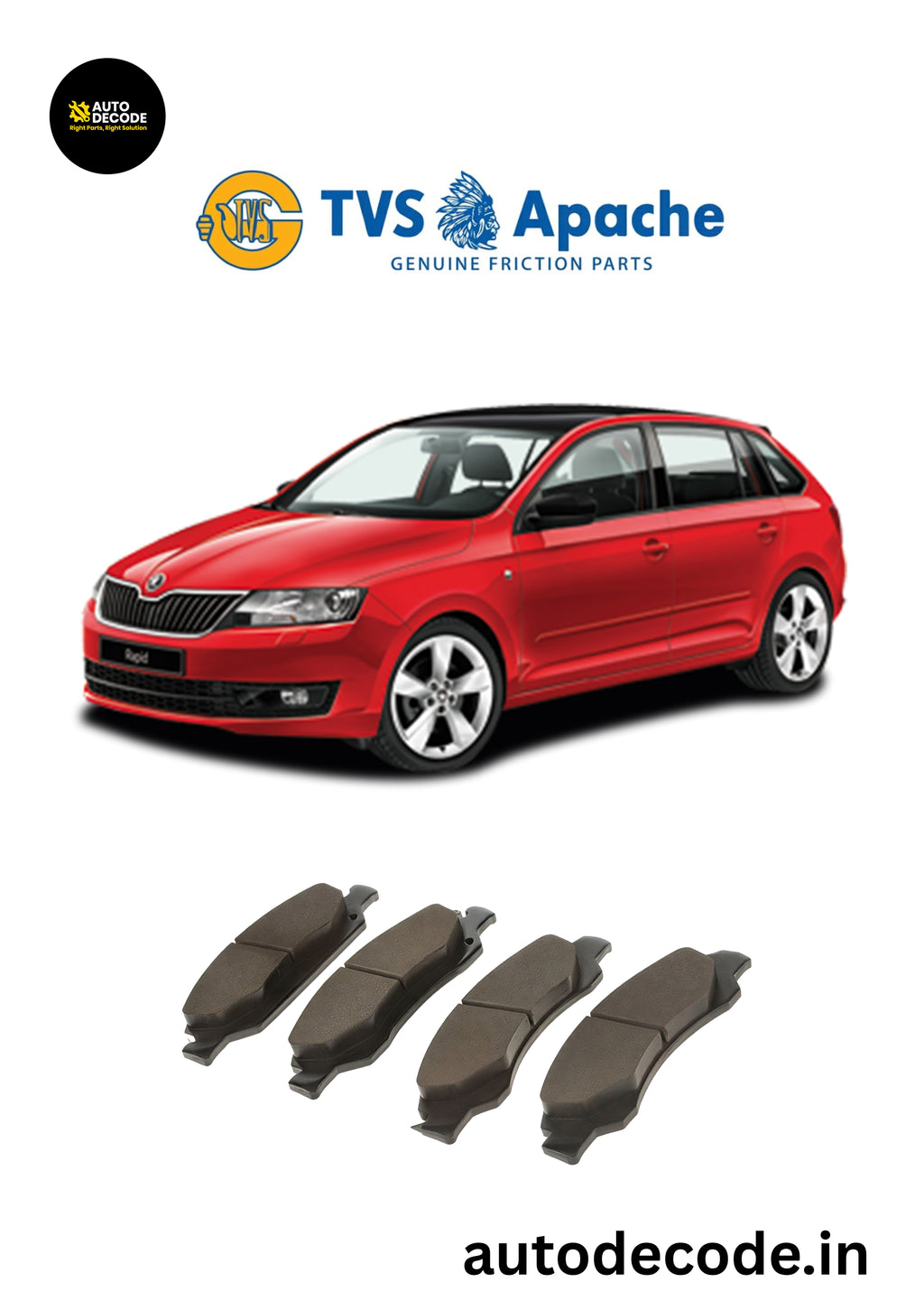 Front Brake Pads For VW Polo / Vento / Skoda Fabia – TVS | Set of 4