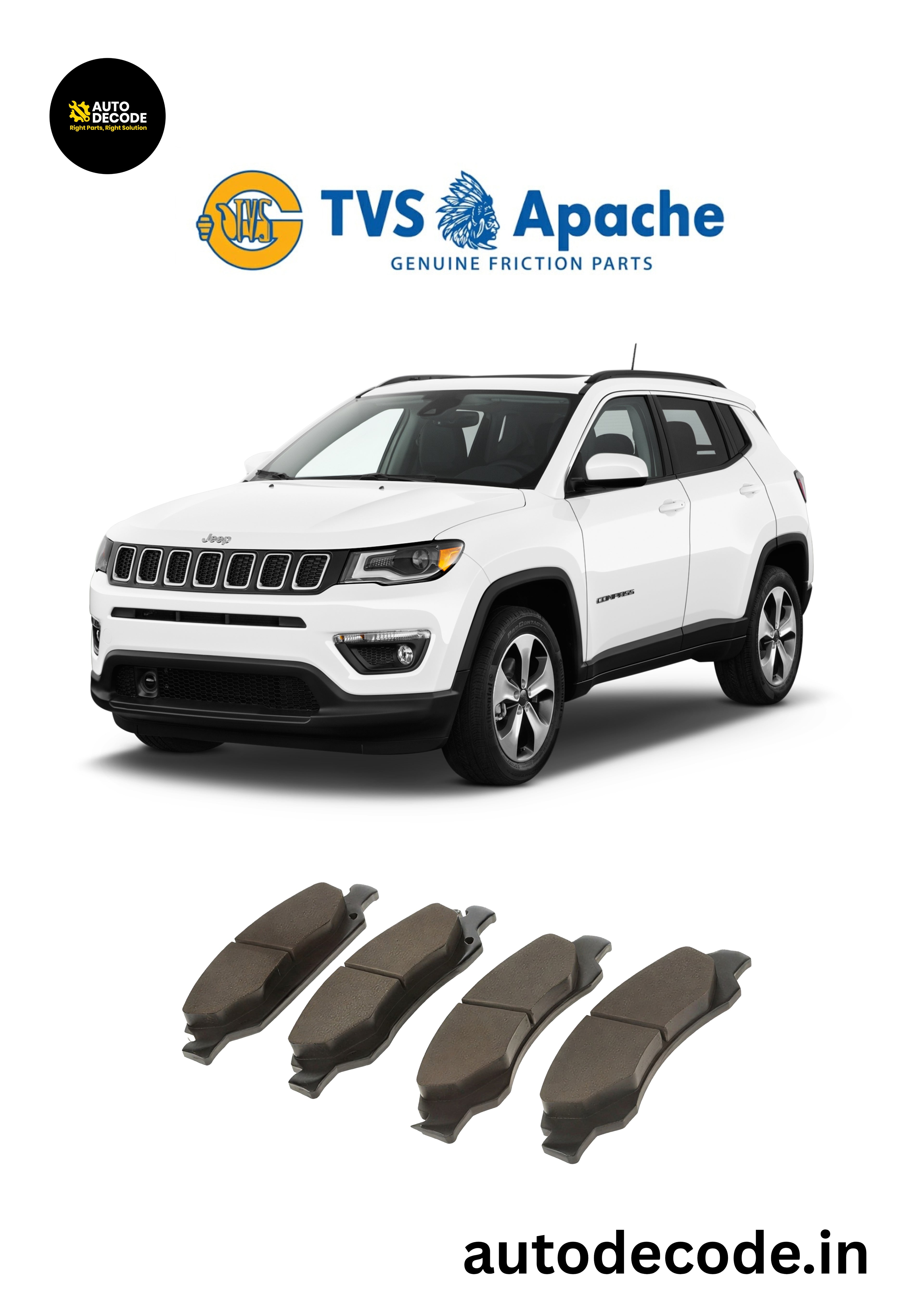 Front Brake Pads For Jeep Compass | TVS Genuine