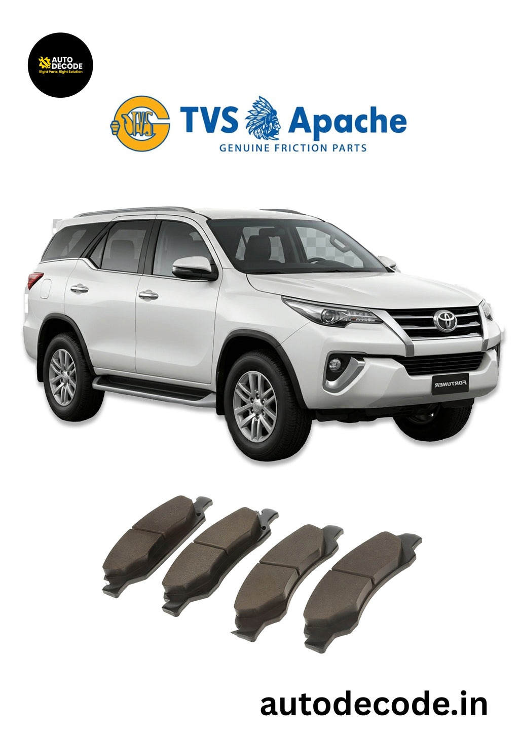 Front Brake Pads For Fortuner (2017 Onwards) – TVS