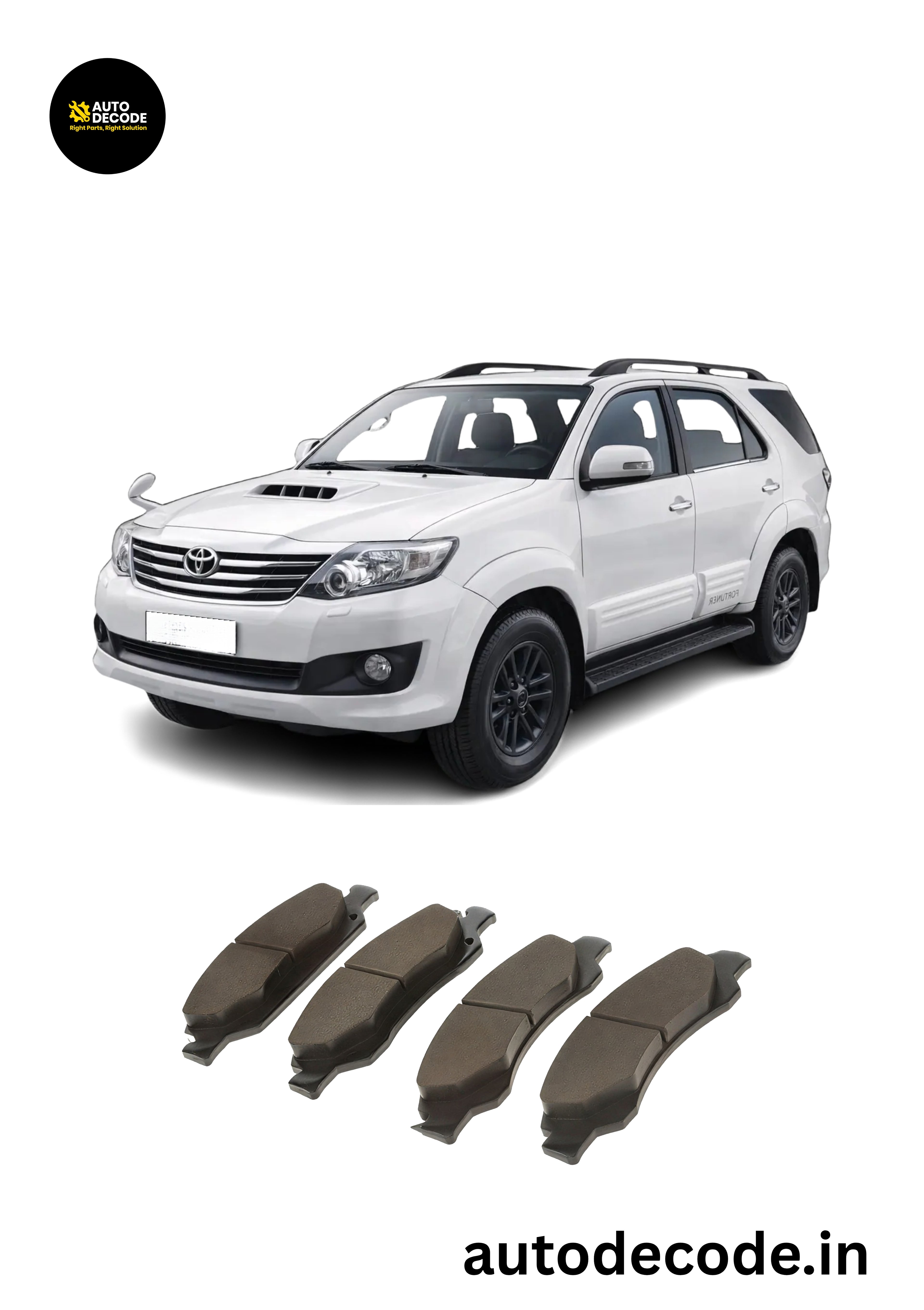 Front Brake Pad for Toyota Fortuner Type 1 (Till 2016) | TVS |