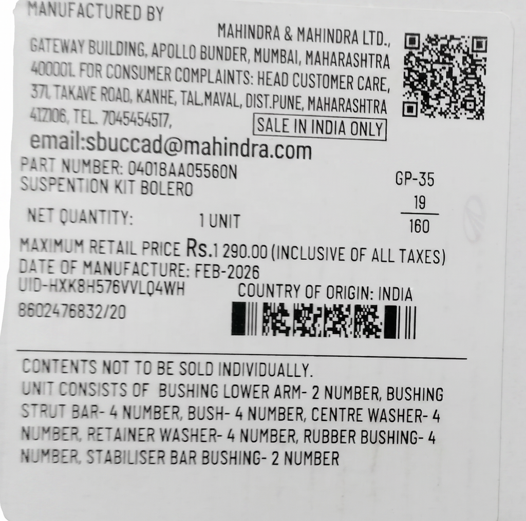 Mahindra Genuine front suspension kit for Mahindra Bolero | Autodecode.in