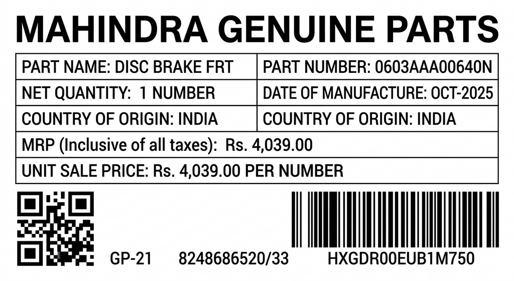 Mahindra Genuine front brake disc for Scorpio N | Autodecode.in