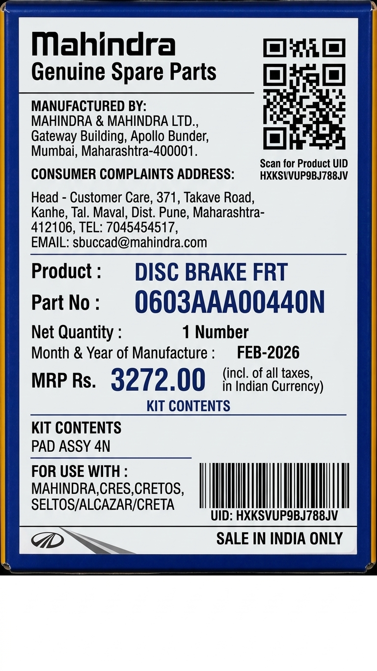 Mahindra Genuine front brake disc for Scorpio and Thar | Autodecode.in