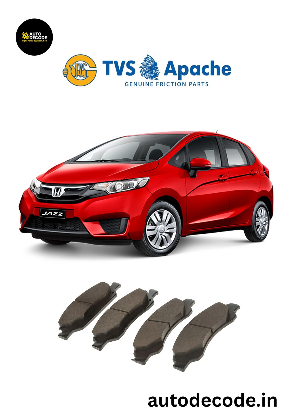 Front Brake Pads For Honda City / Jazz / WR-V & More – TVS | Set of 4