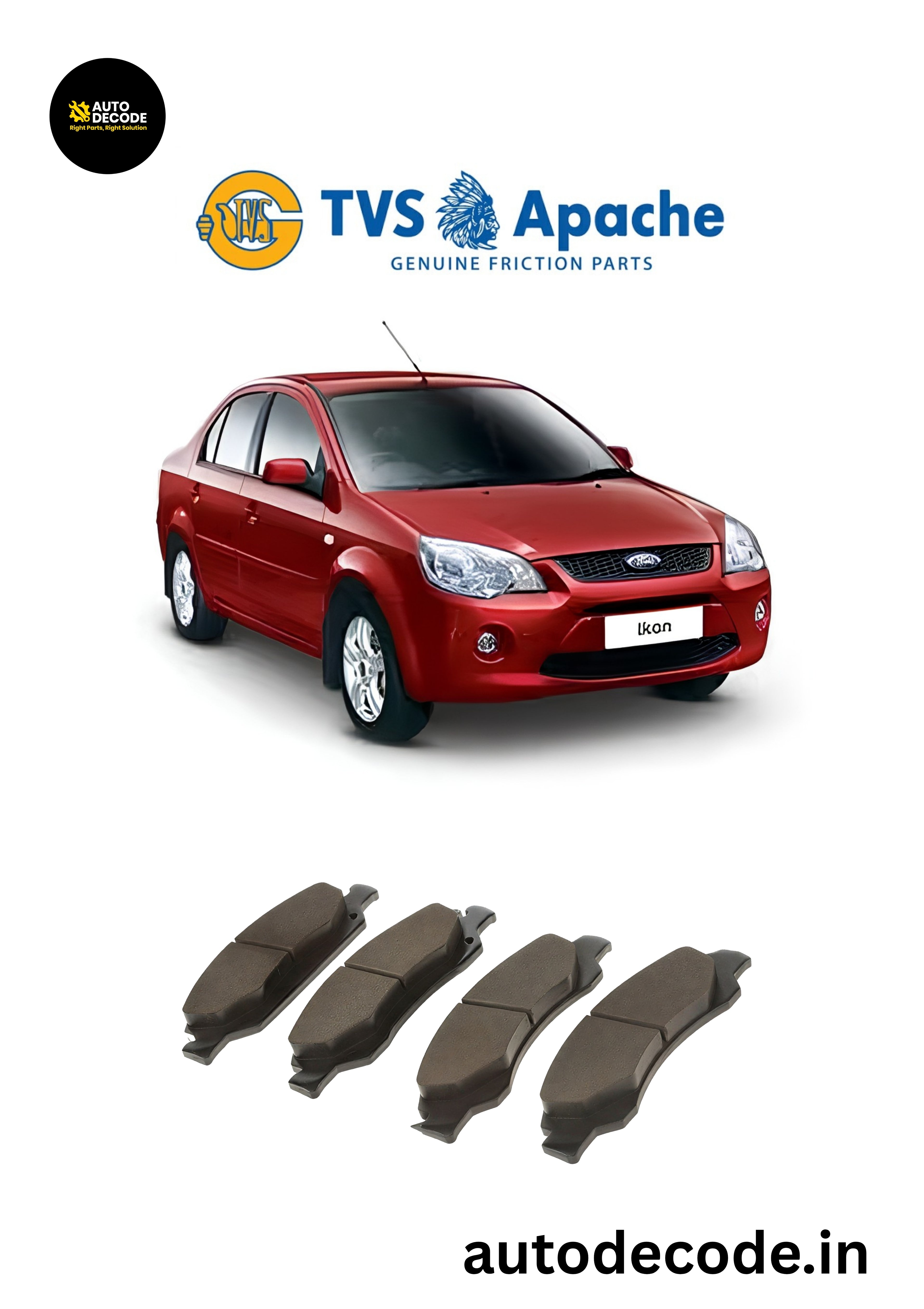 Front Brake Pads For Ford Ikon – TVS | Set of 4