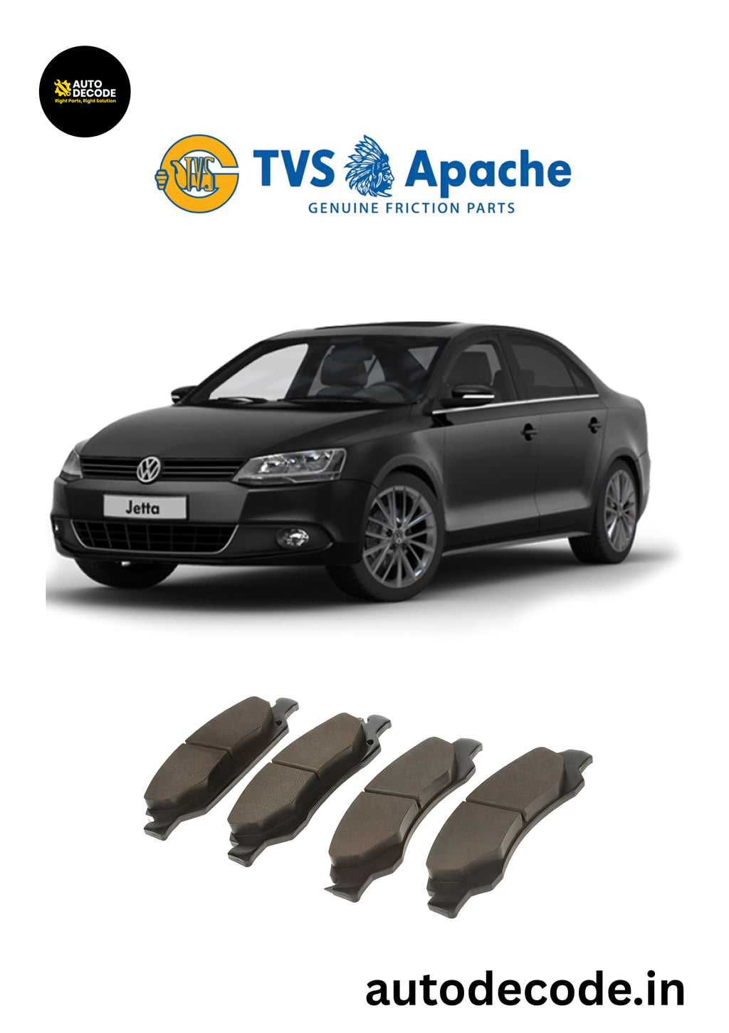 Front Brake Pads For Skoda Octavia / VW Jetta – TVS | Set of 4