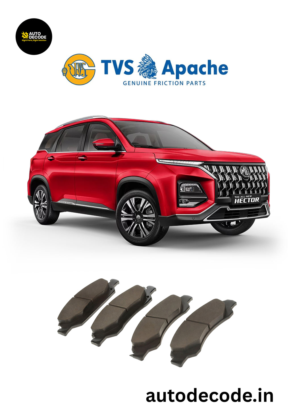 Front Brake Pads For MG Hector | TVS Genuine