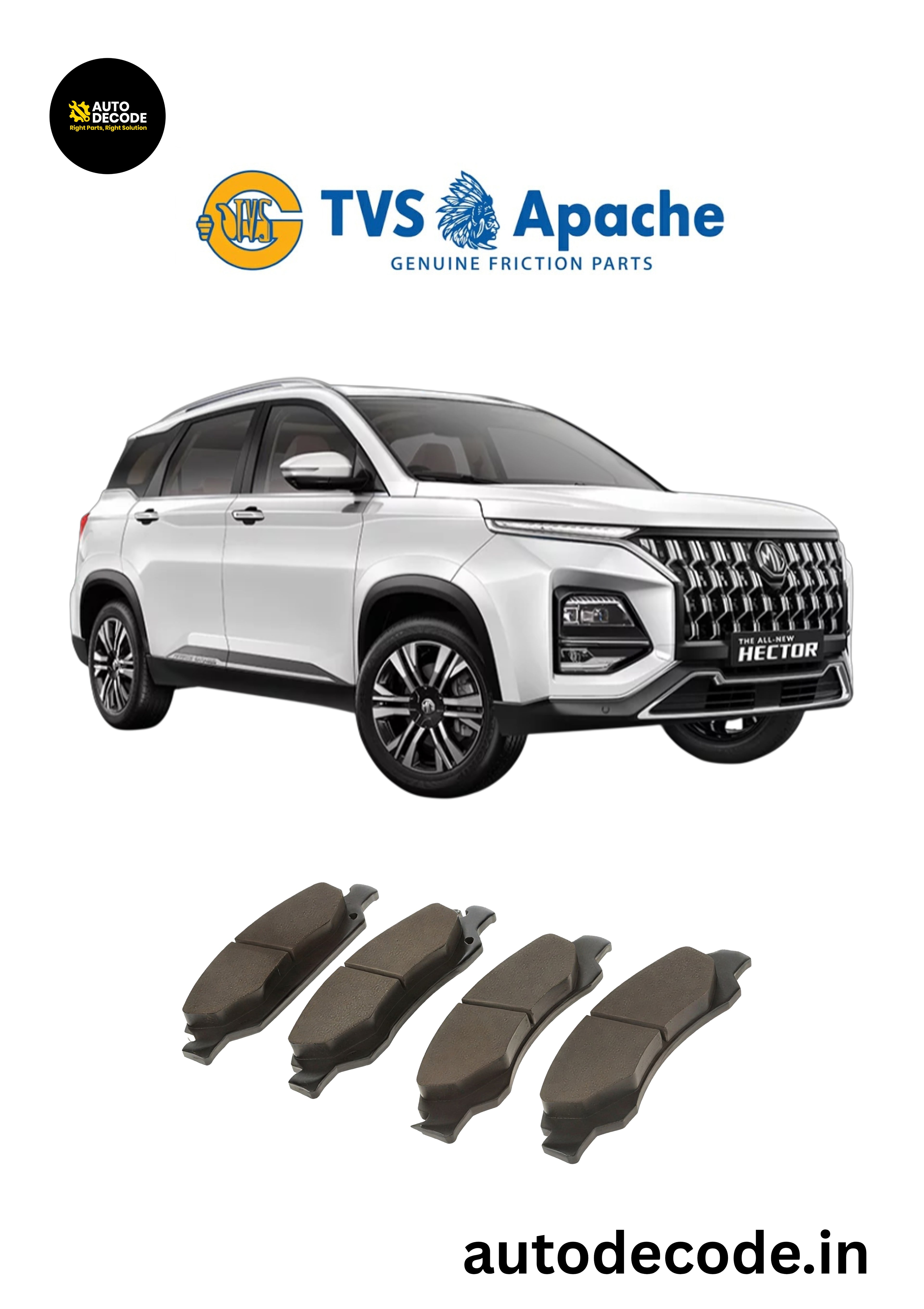 Rear Brake Pads For MG Hector – TVS SUPER | Set of 4
