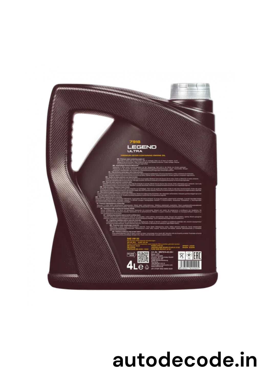 MANNOL 7918 Legend Ultra 0W-20 Bi-Synthetic Engine Oil – 4 Litre