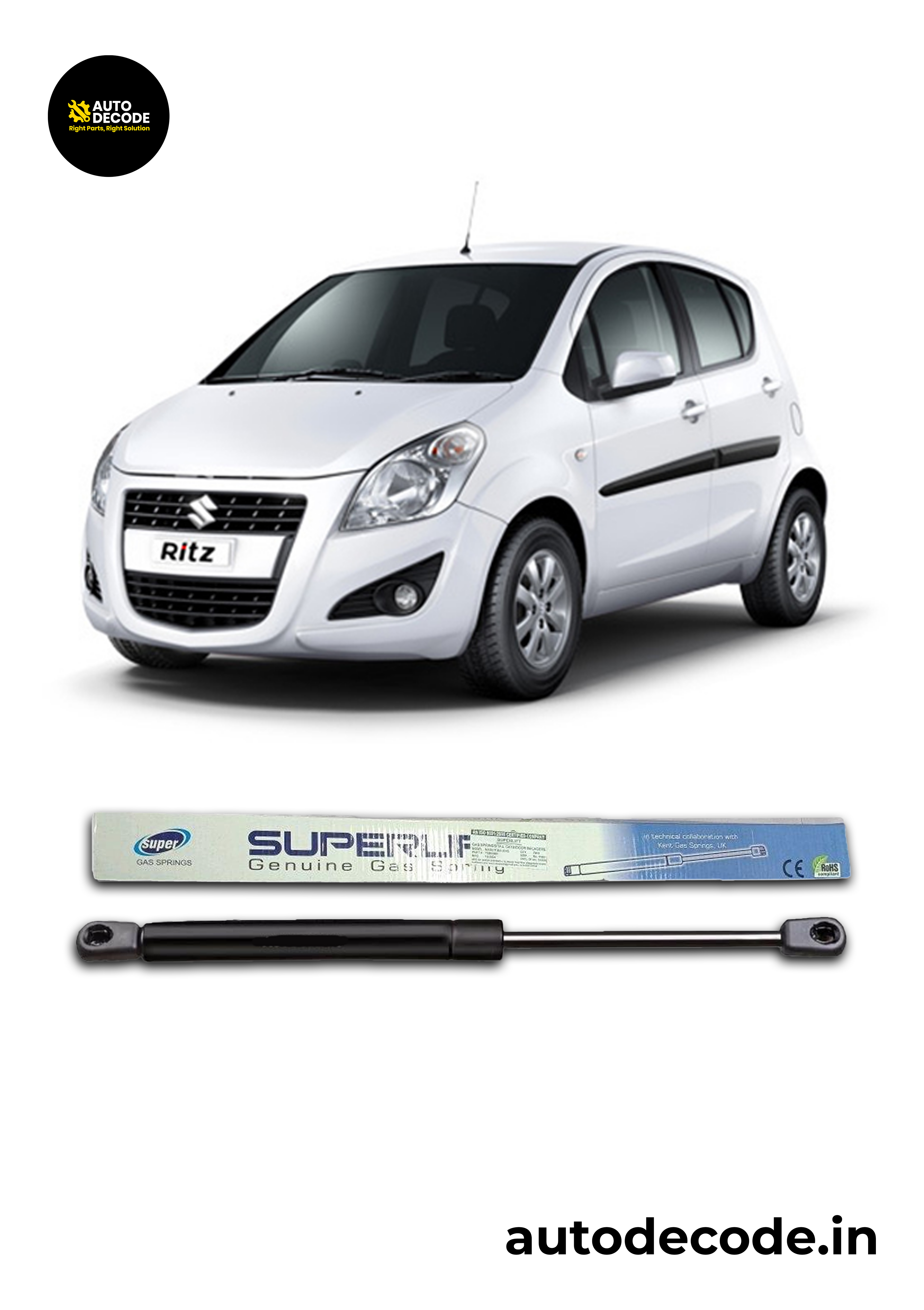 Boot Gas Struts for Maruti Suzuki Ritz | Dicky Lift Support | Set of 2