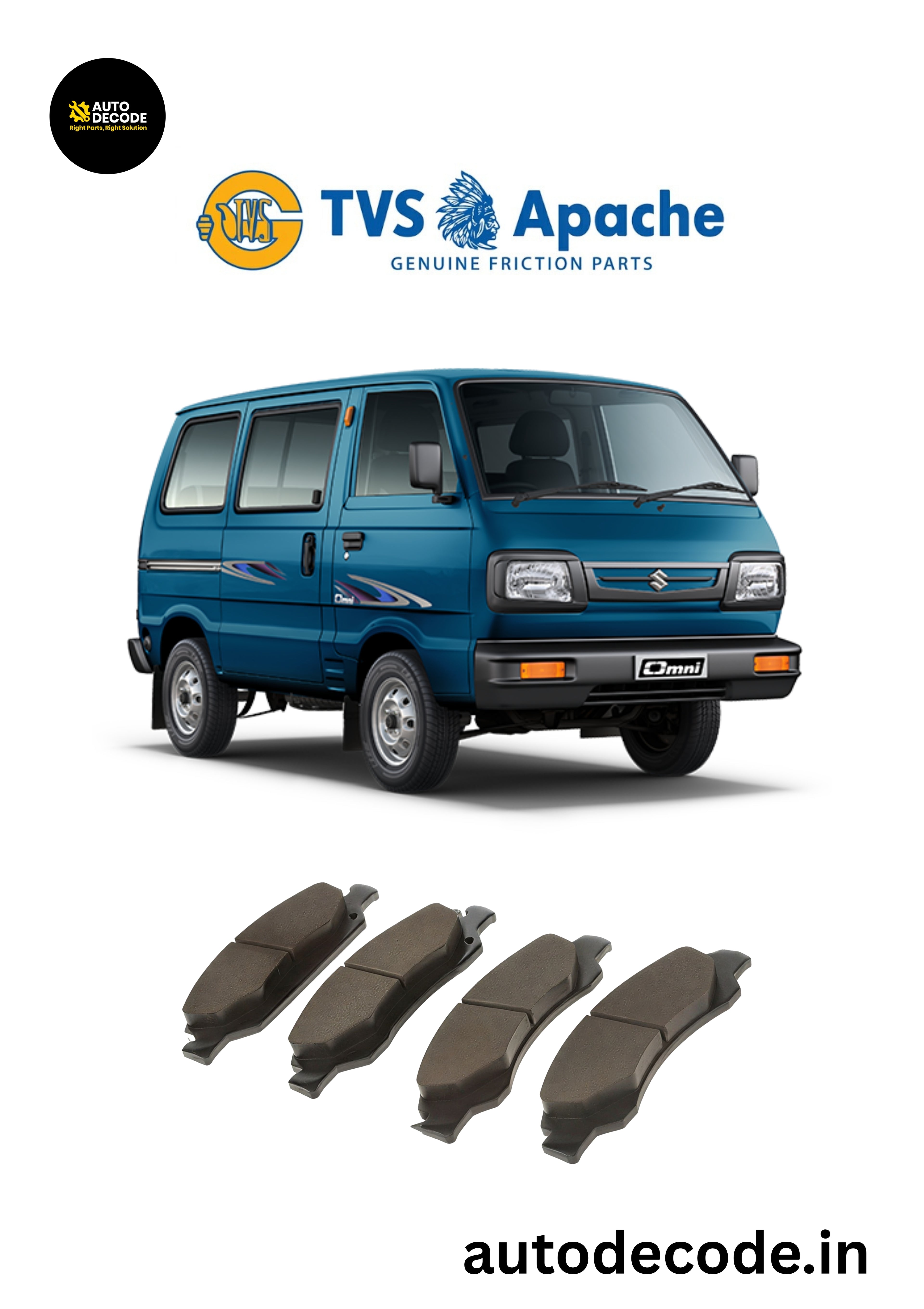 Front Brake Pads For Maruti 800 / Omni / Zen – TVS | Set of 4