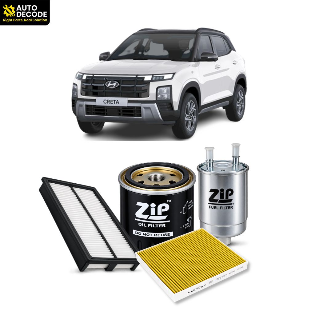 Creta, Seltos, Alcazar & Carens Diesel Oil, Fuel, Air & Carbon Cabin Filter Kit | Zip Filters