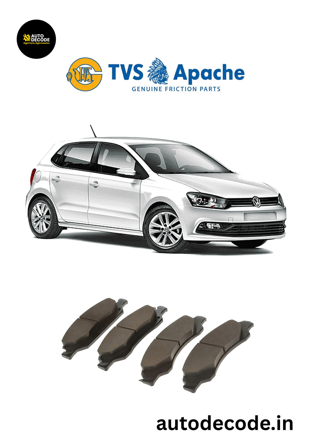 Front Brake Pads For VW Polo / Vento / Skoda Fabia – TVS | Set of 4