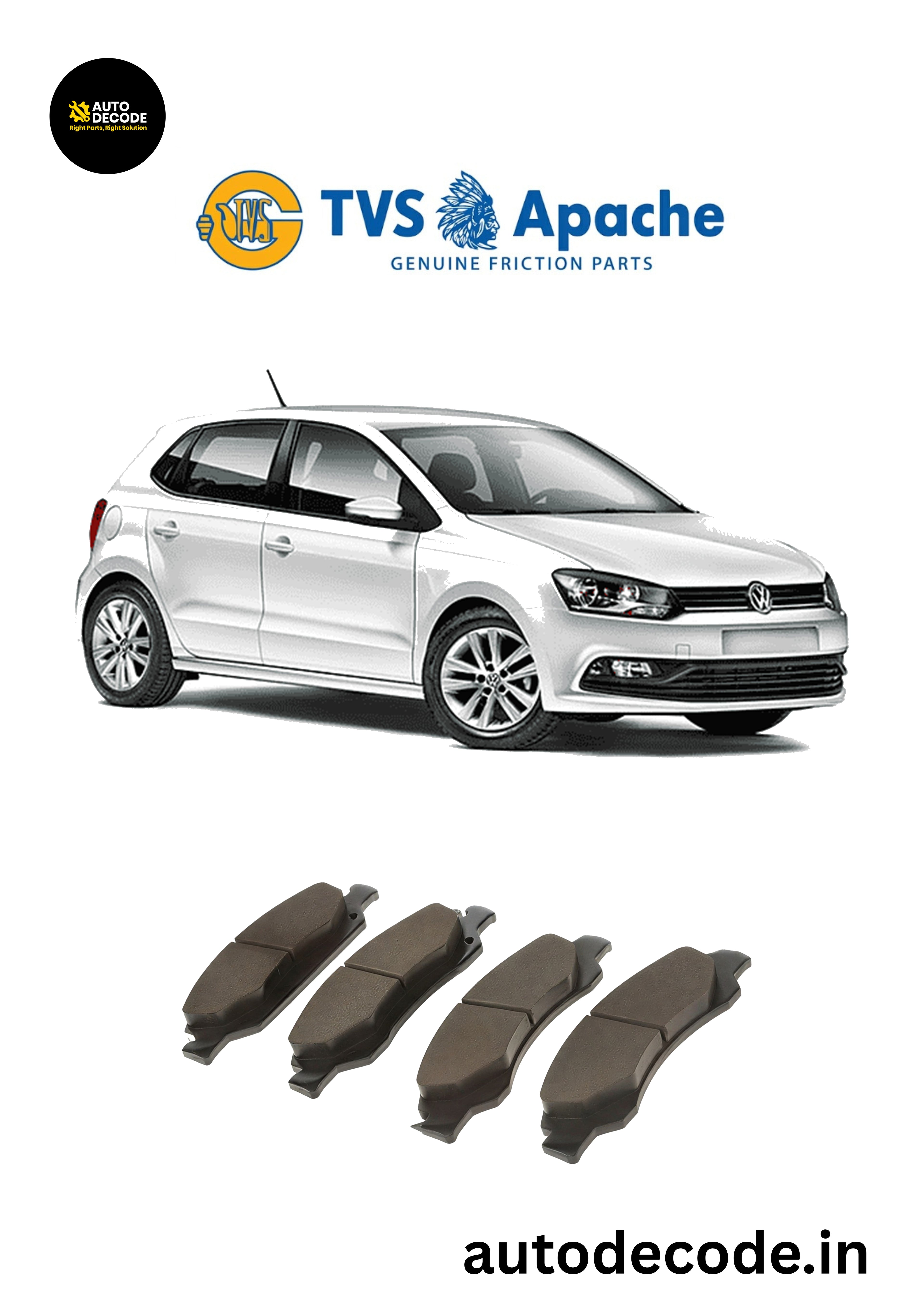 Front Brake Pads For VW Polo / Vento / Skoda Fabia – TVS | Set of 4