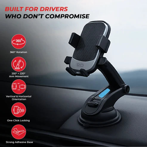 RD Mobile Car Holder MH04 | 360° Rotating Dashboard Phone Holder
