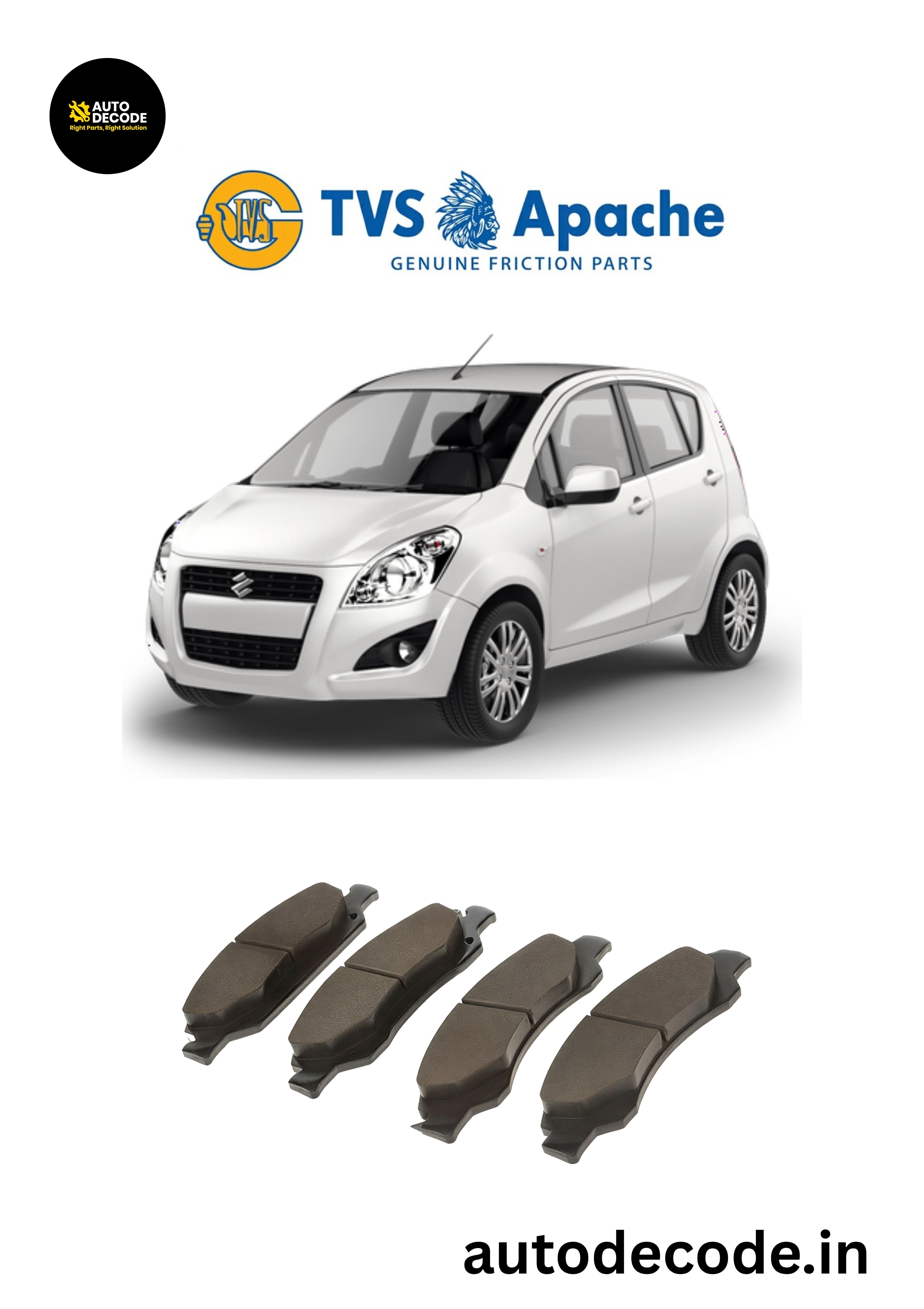 Front Brake Pads For Maruti Swift / Dzire / Ciaz & More – TVS | Set of 4