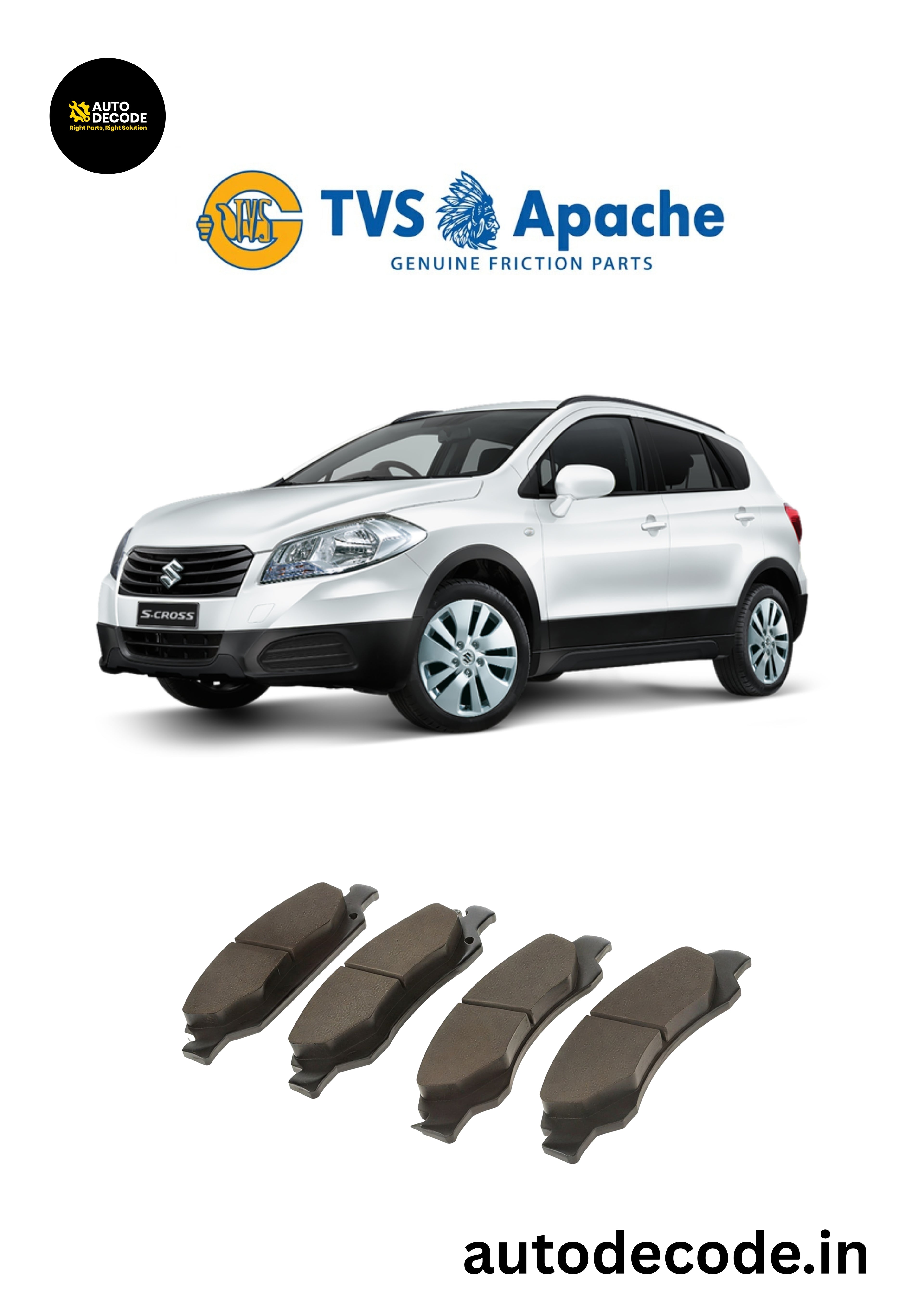 Rear Brake Pads For Maruti Baleno RS / S-Cross – TVS | Set of 4