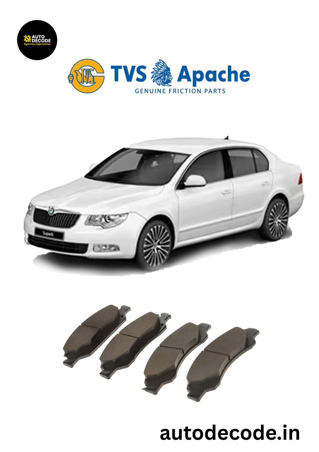 Rear Brake Pads For VW Jetta / Passat / Skoda Superb – TVS | Set of 4