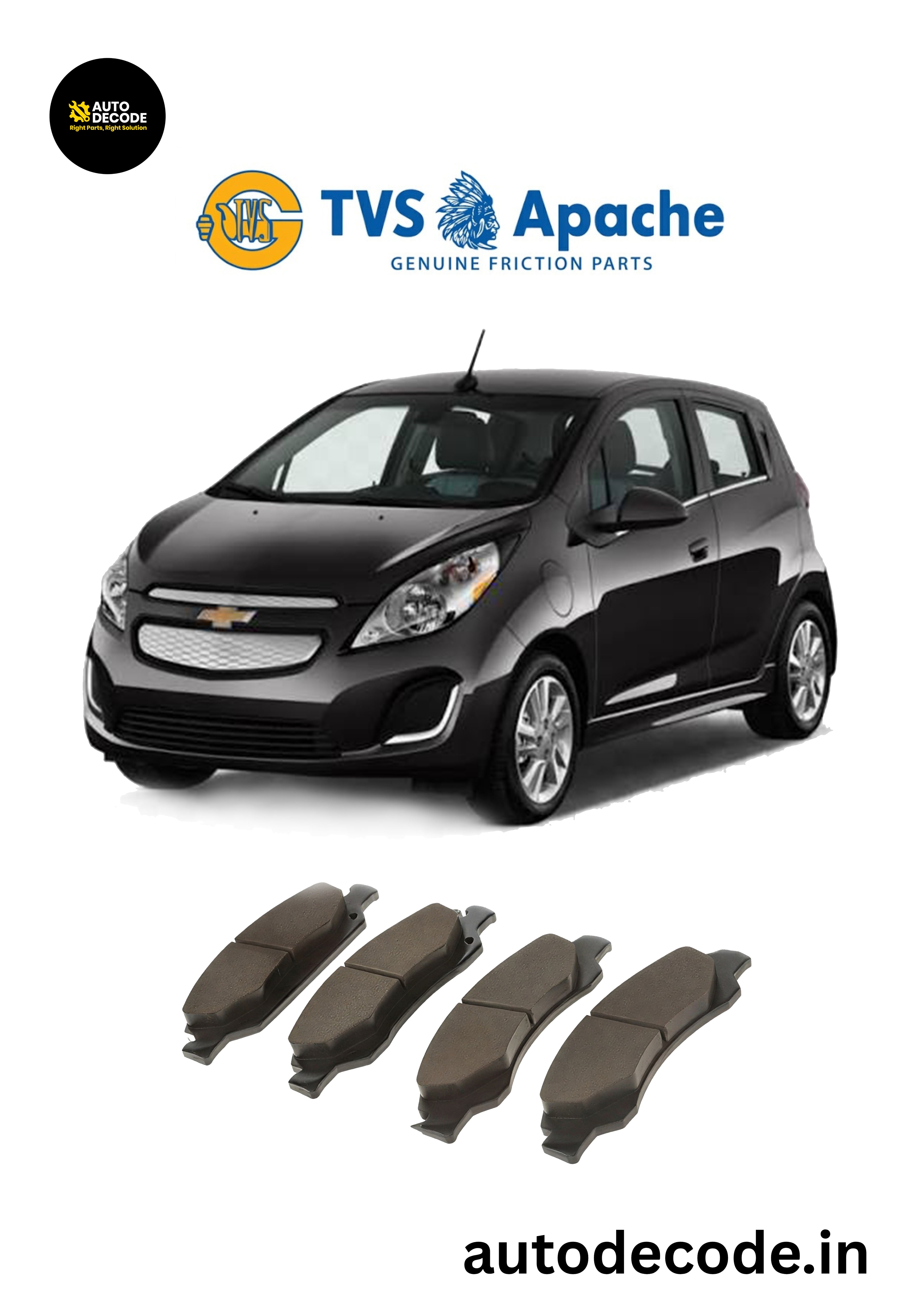 Front Brake Pads For Chevrolet Spark – TVS SUPER | Set of 4