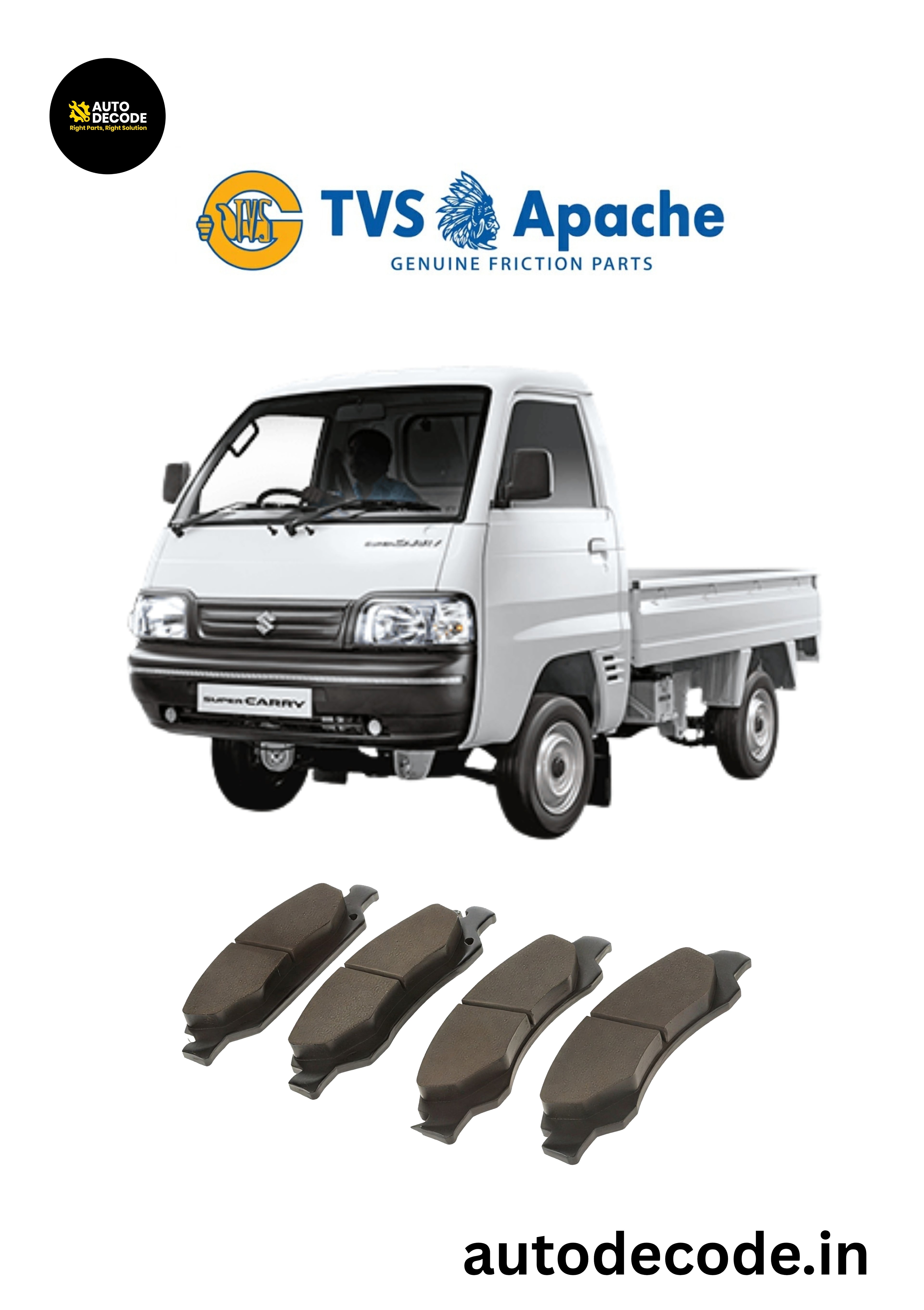Front Brake Pads For Maruti Suzuki Super Carry – TVS | Set of 4