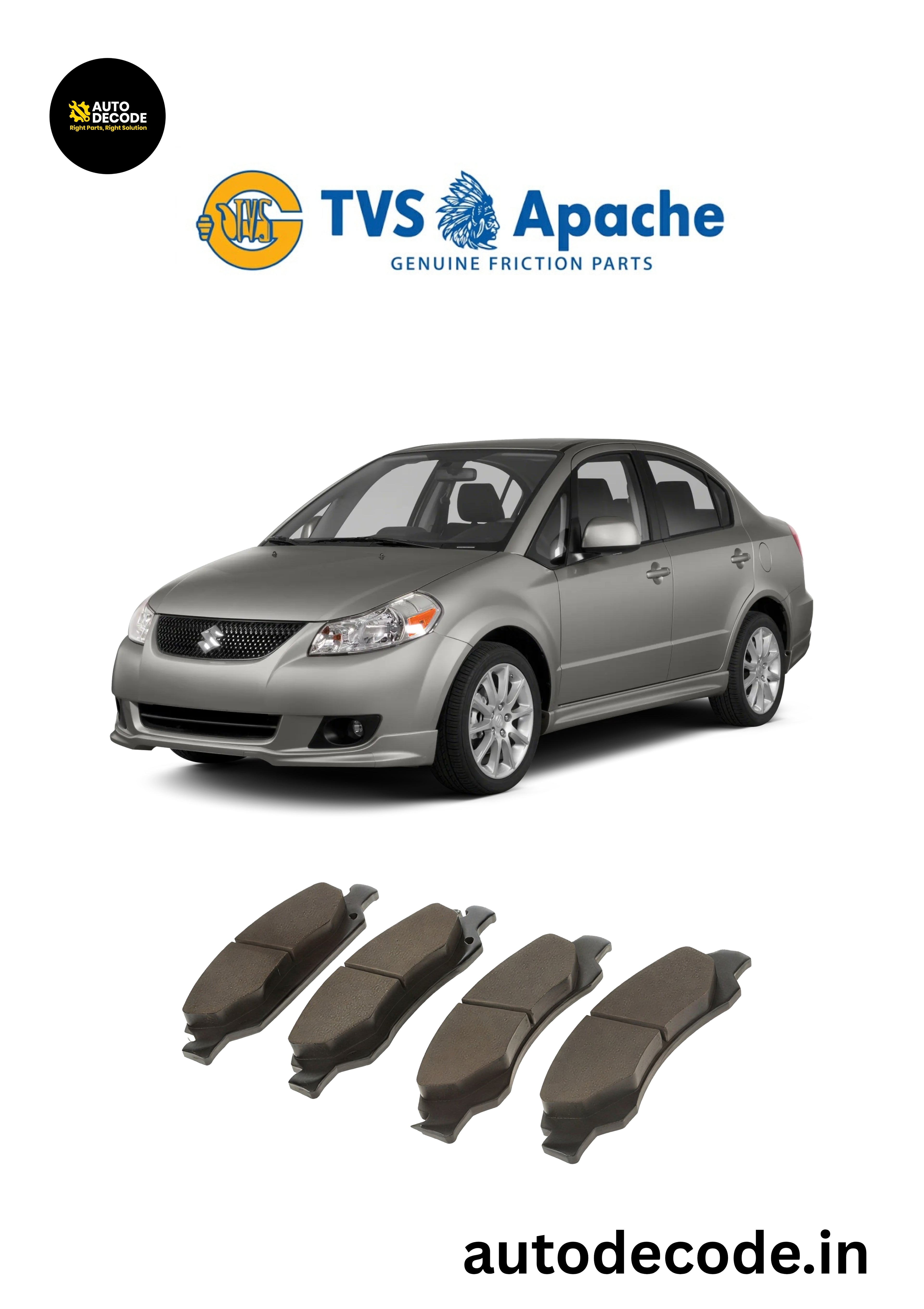 Front Brake Pads For Maruti S-Cross / Vitara Brezza / SX4 – Set of 4